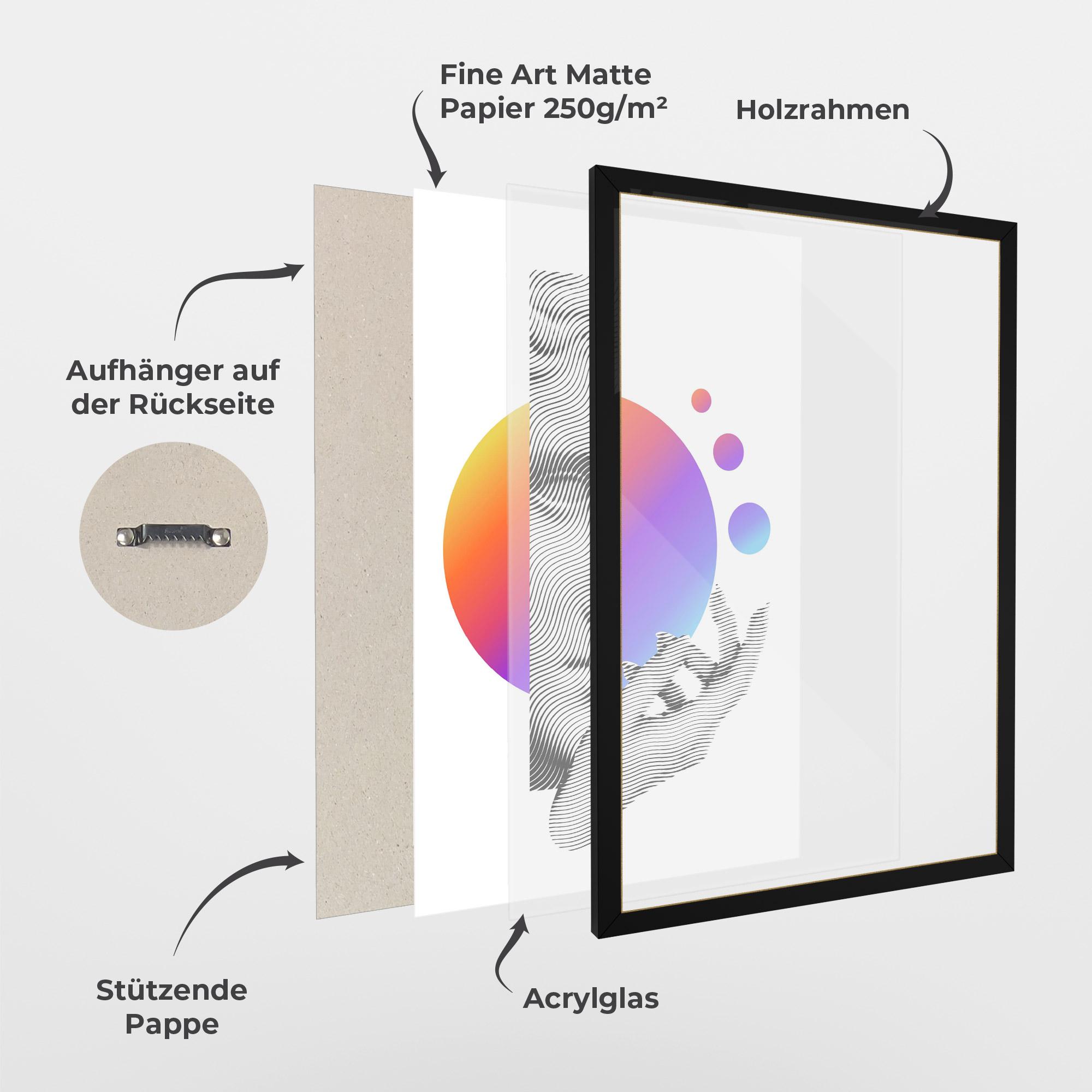 Gerahmte Poster Orange Light Statue mockup 1