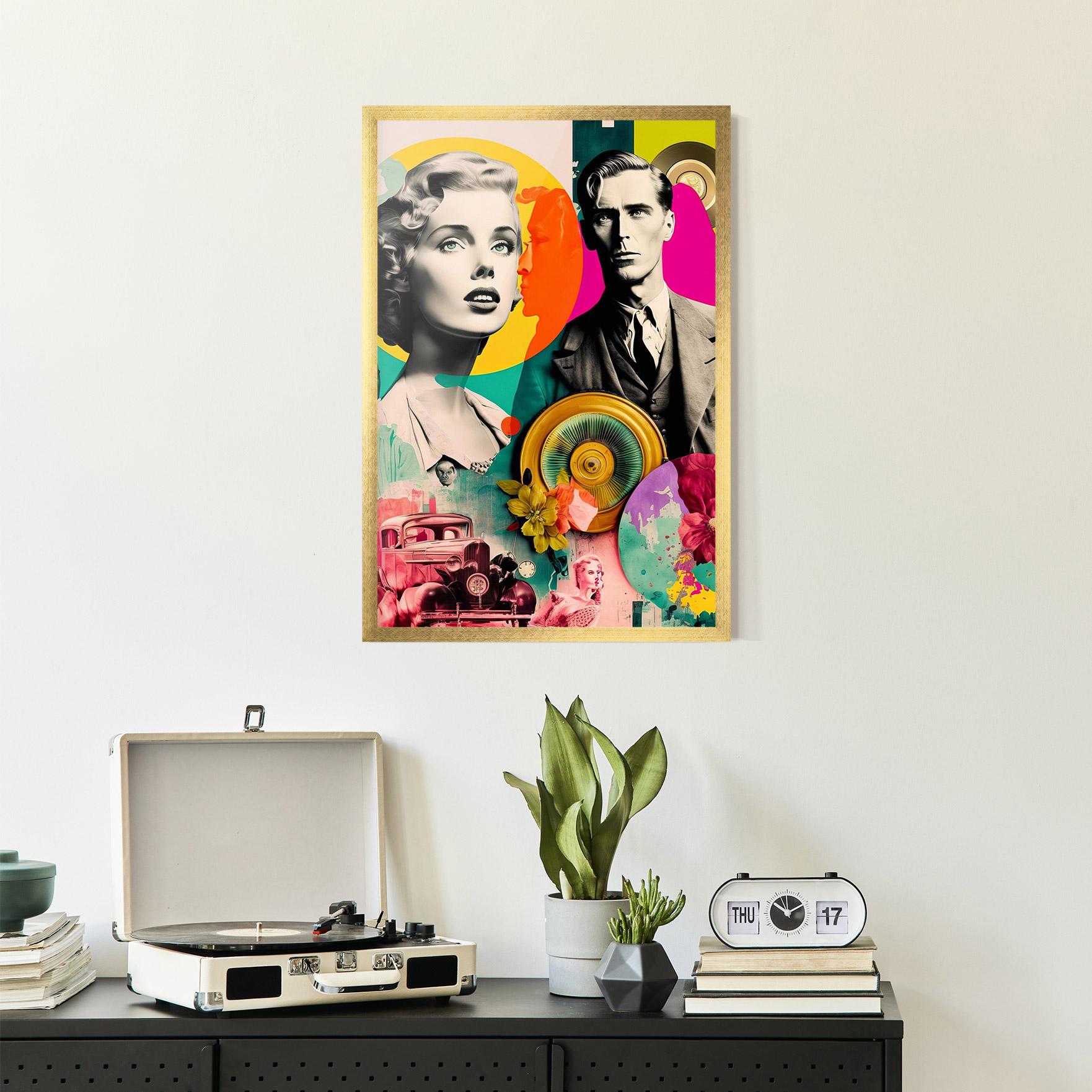 Gerahmte Poster 60s Retro Collage mockup 2