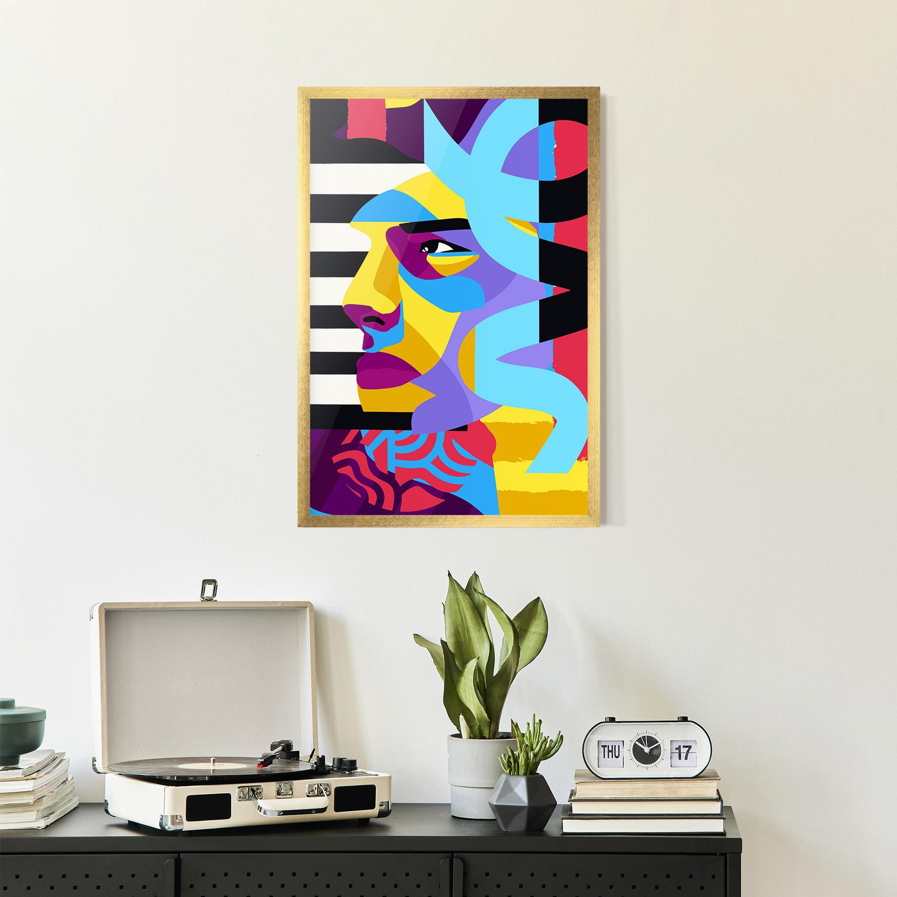 Gerahmte Poster Abstract Male Face mockup 2