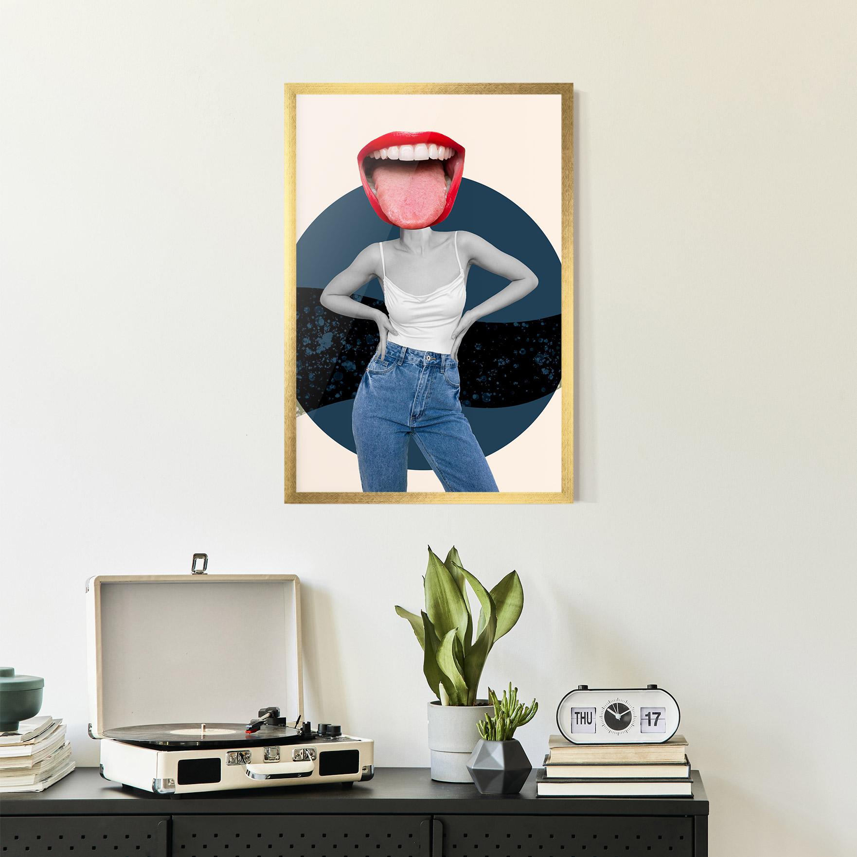 Gerahmte Poster Blue Jeans Lips mockup 2