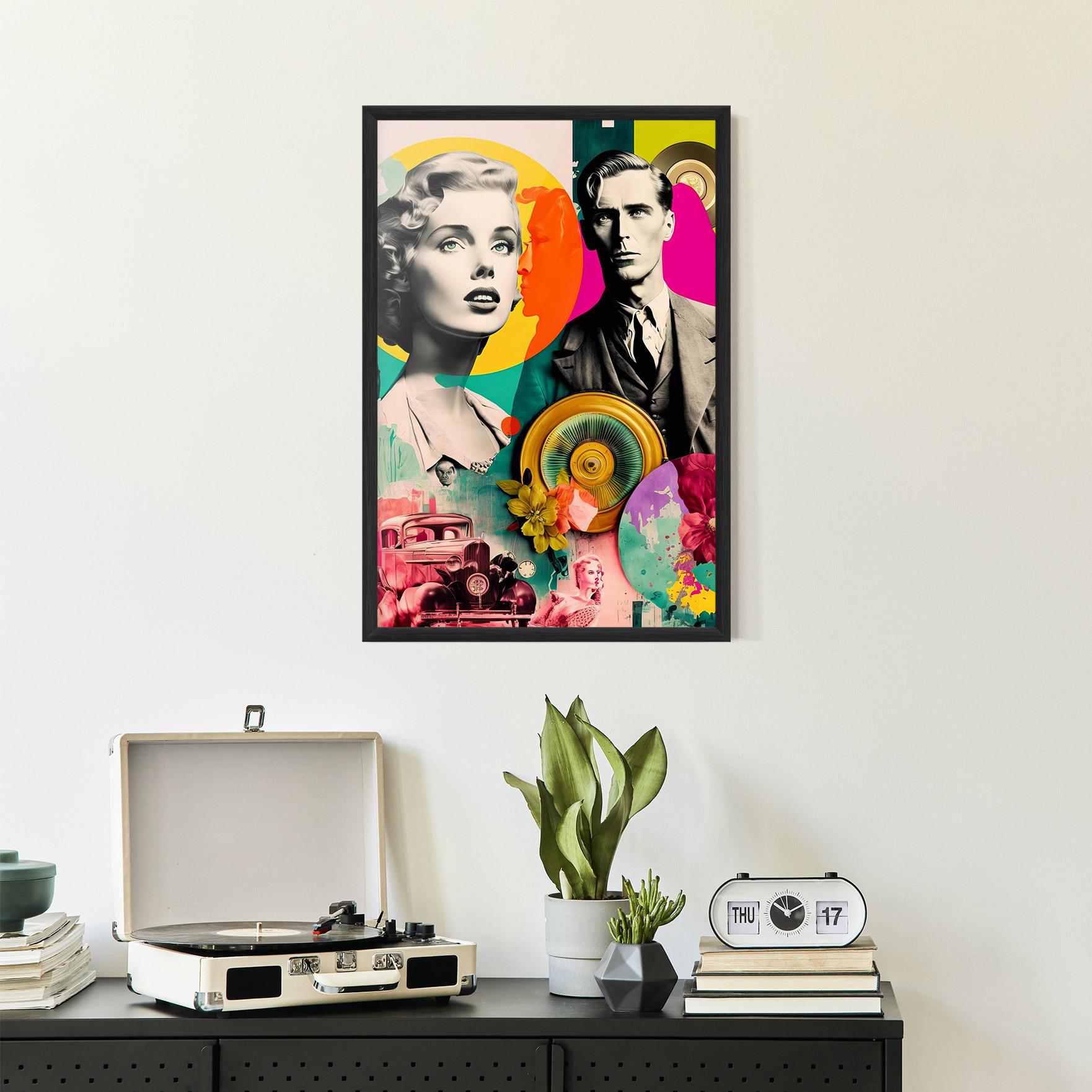 Gerahmte Poster 60s Retro Collage mockup 2