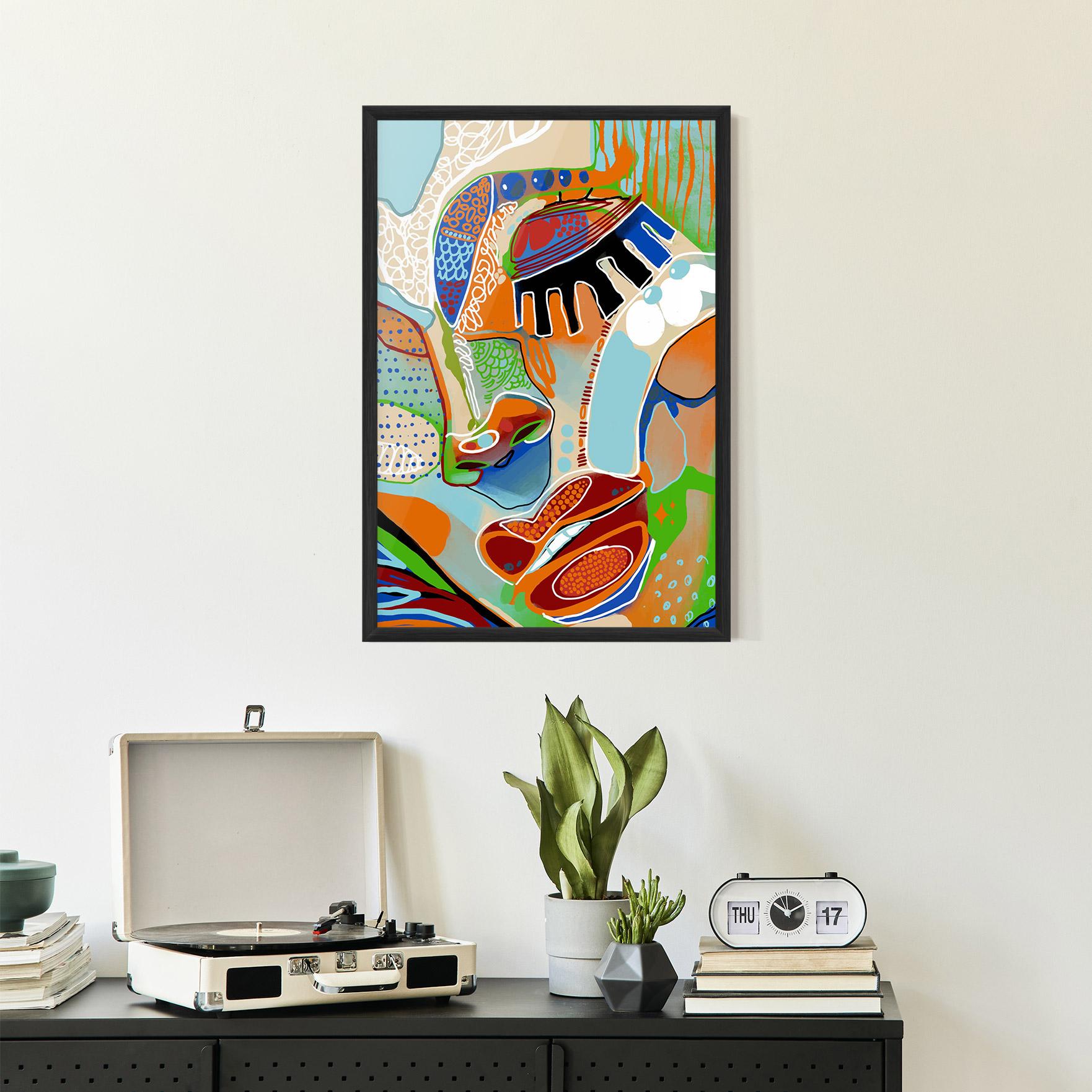 Gerahmte Poster Abstract Face Art mockup 2