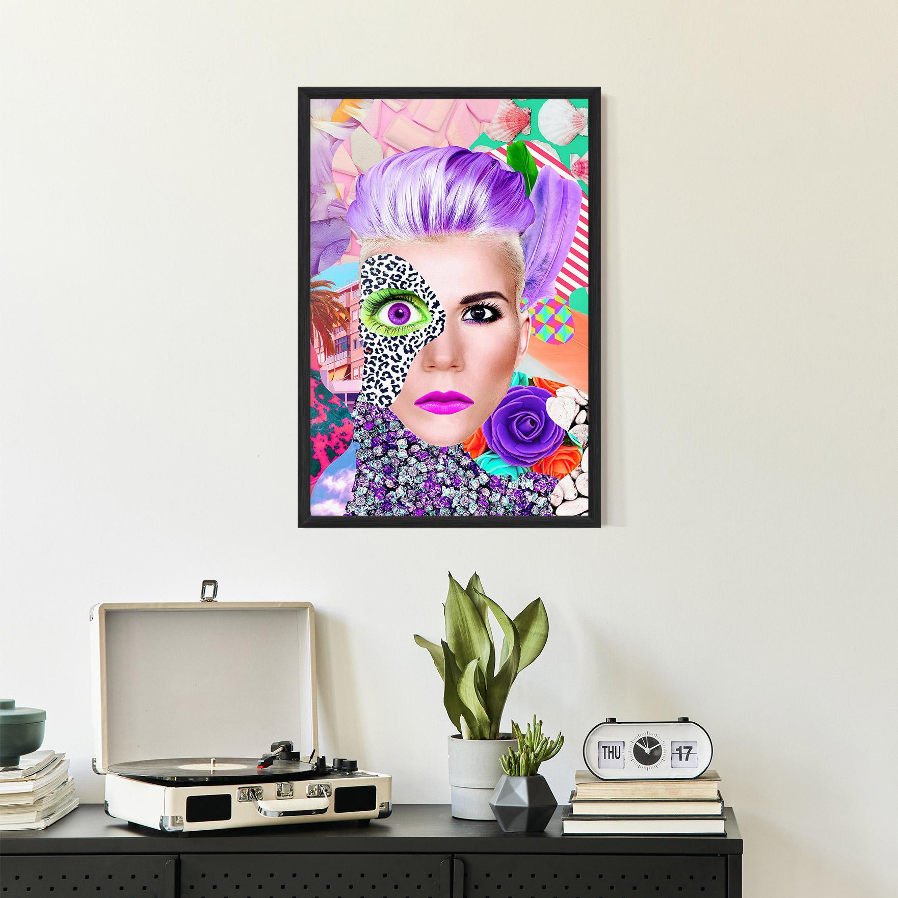 Gerahmte Poster Art Collage Lady mockup 2