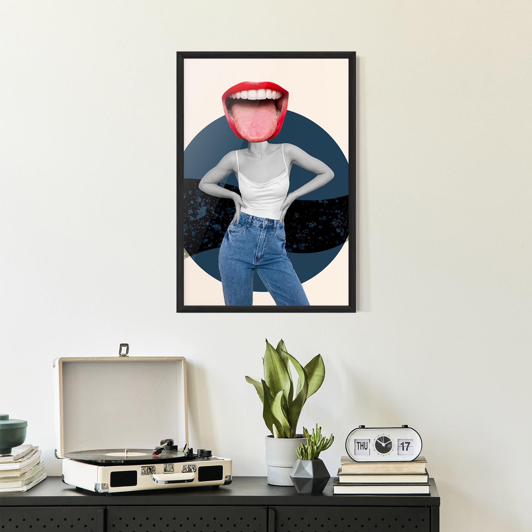 Gerahmte Poster Blue Jeans Lips mockup 2