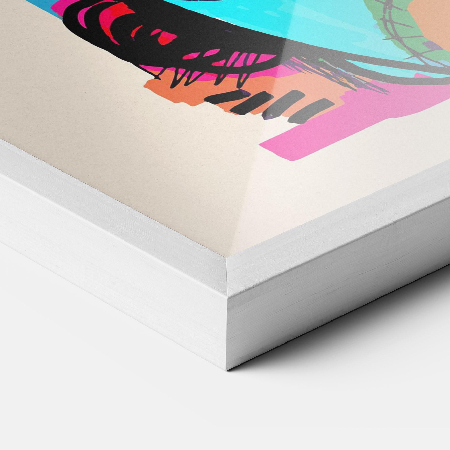 Gerahmte Poster Blue Orange Faces mockup 3