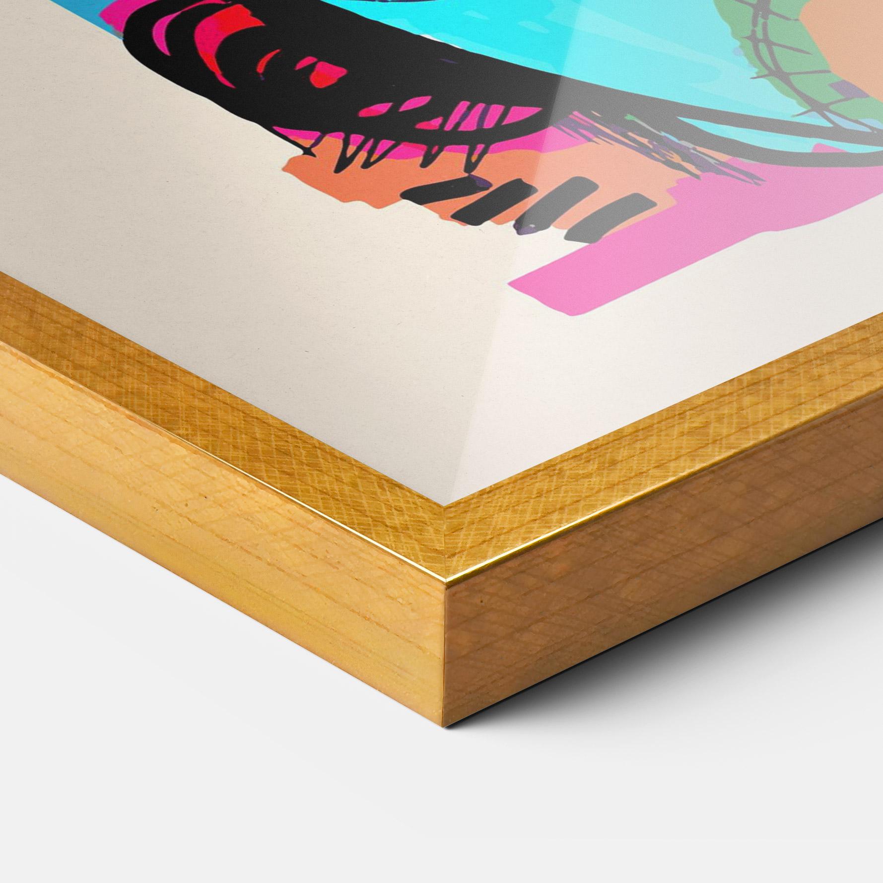 Gerahmte Poster Blue Orange Faces mockup 3