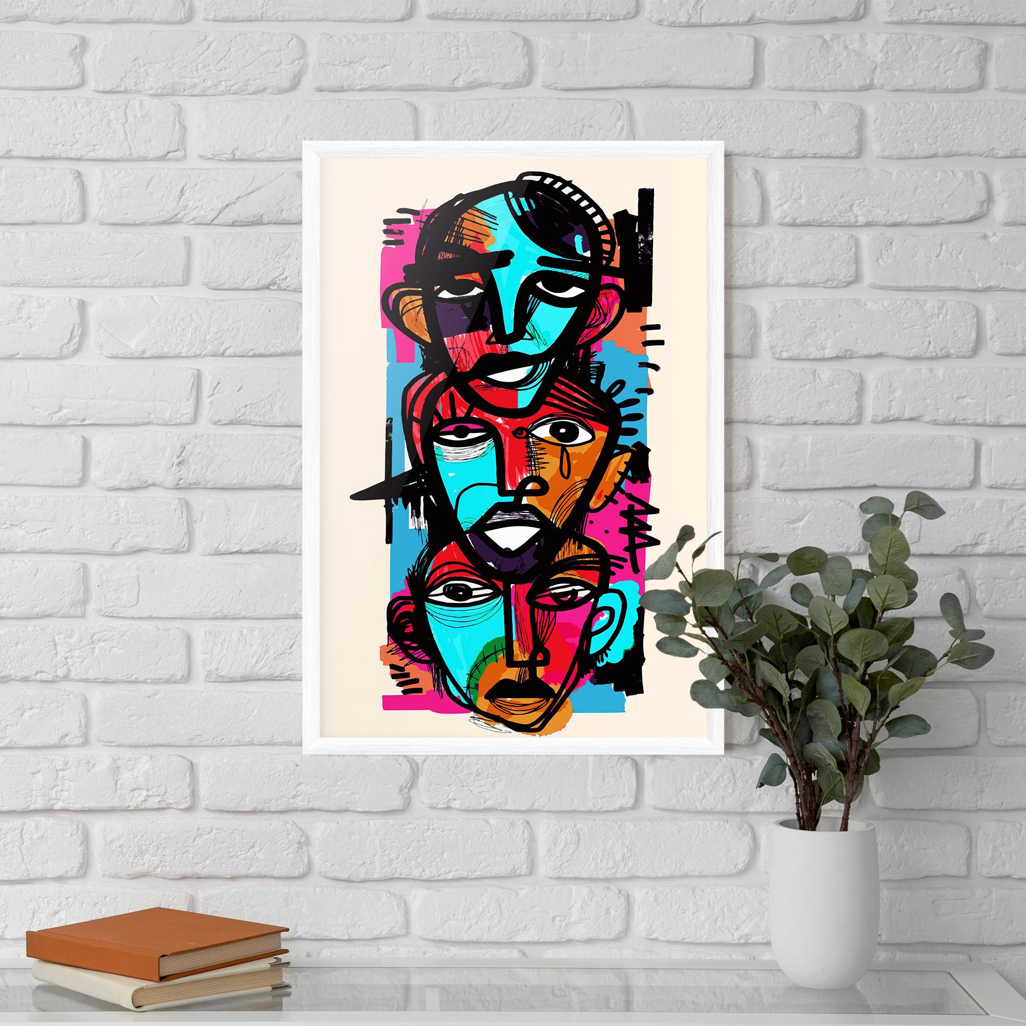 Gerahmte Poster Blue Orange Faces mockup 5