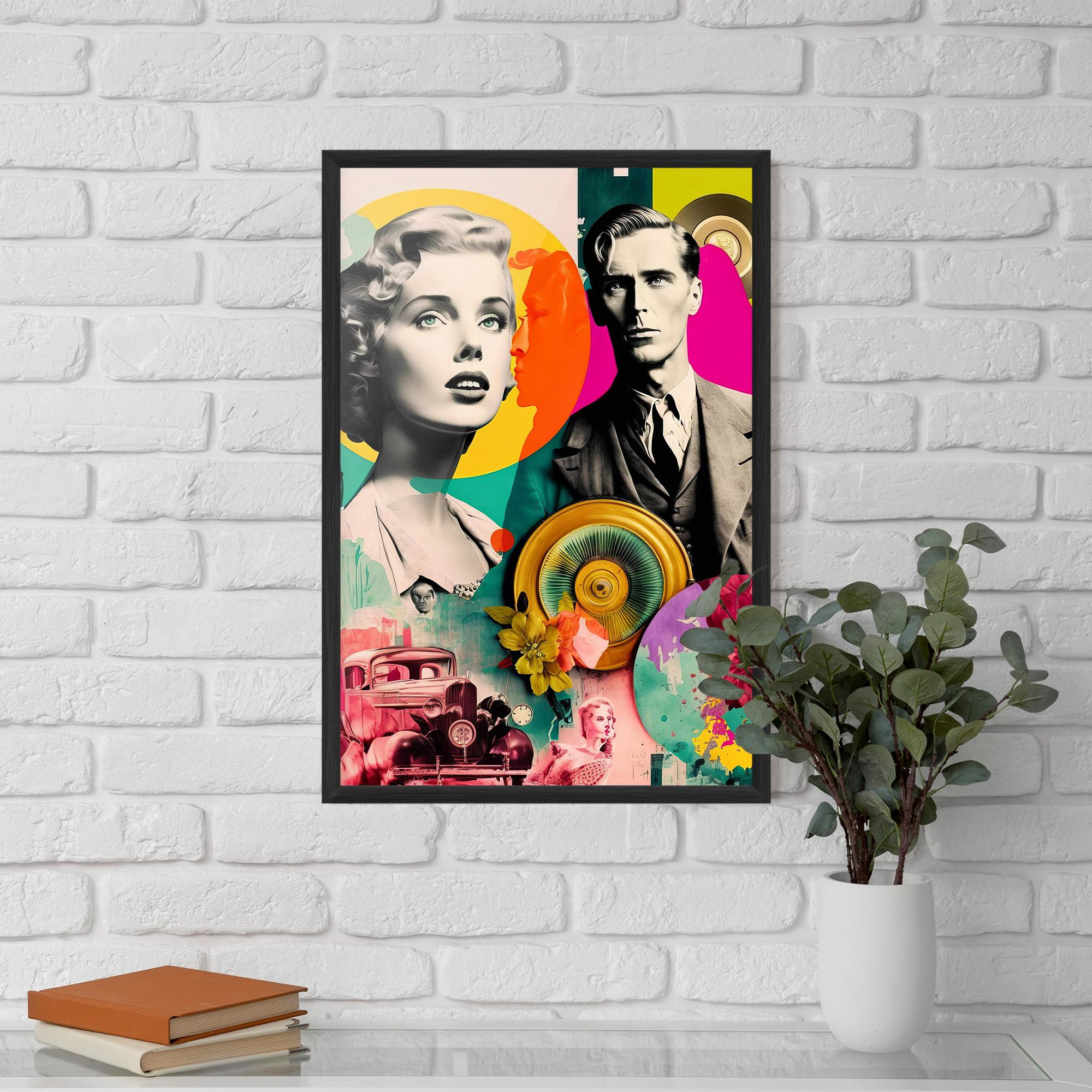Gerahmte Poster 60s Retro Collage mockup 5