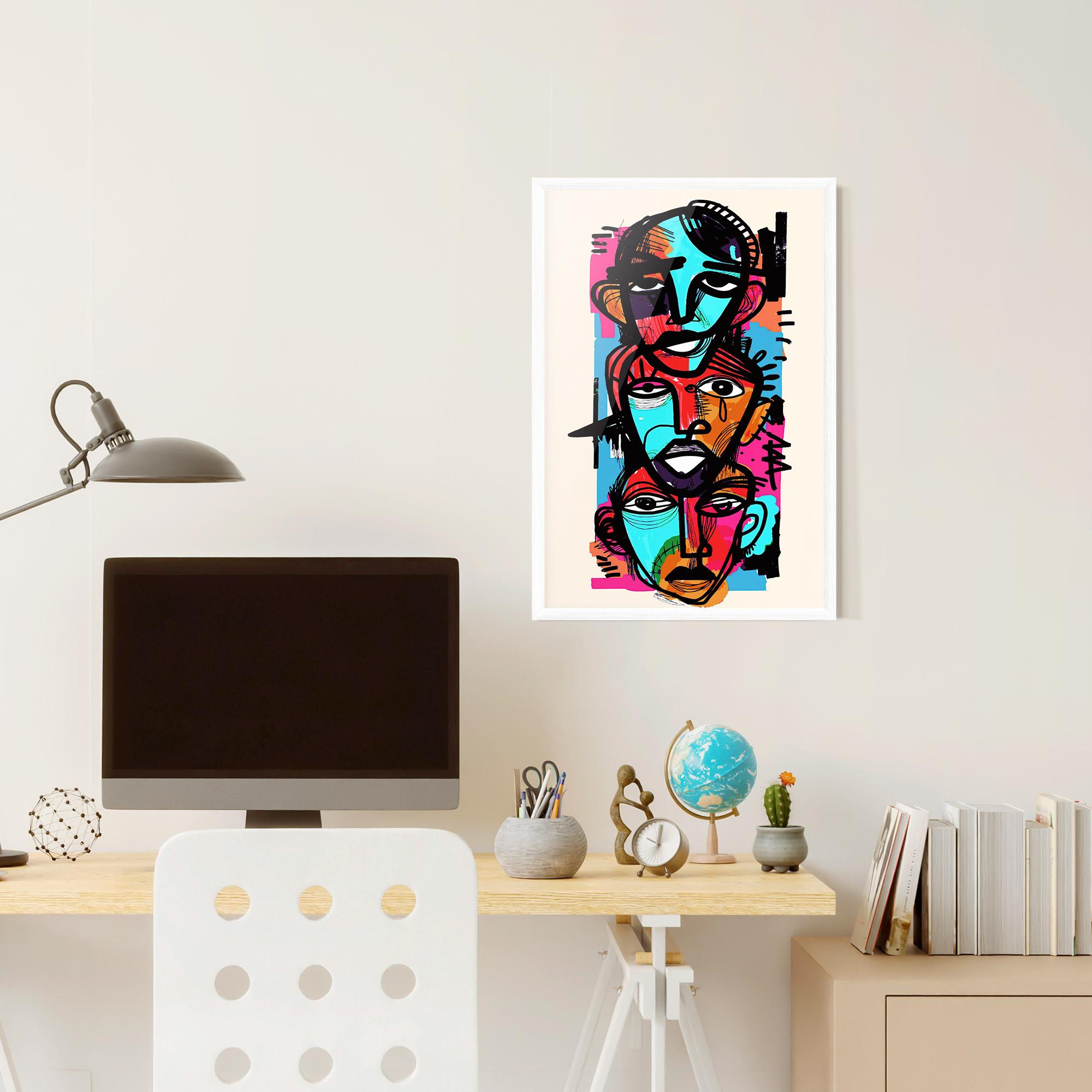 Gerahmte Poster Blue Orange Faces mockup 6