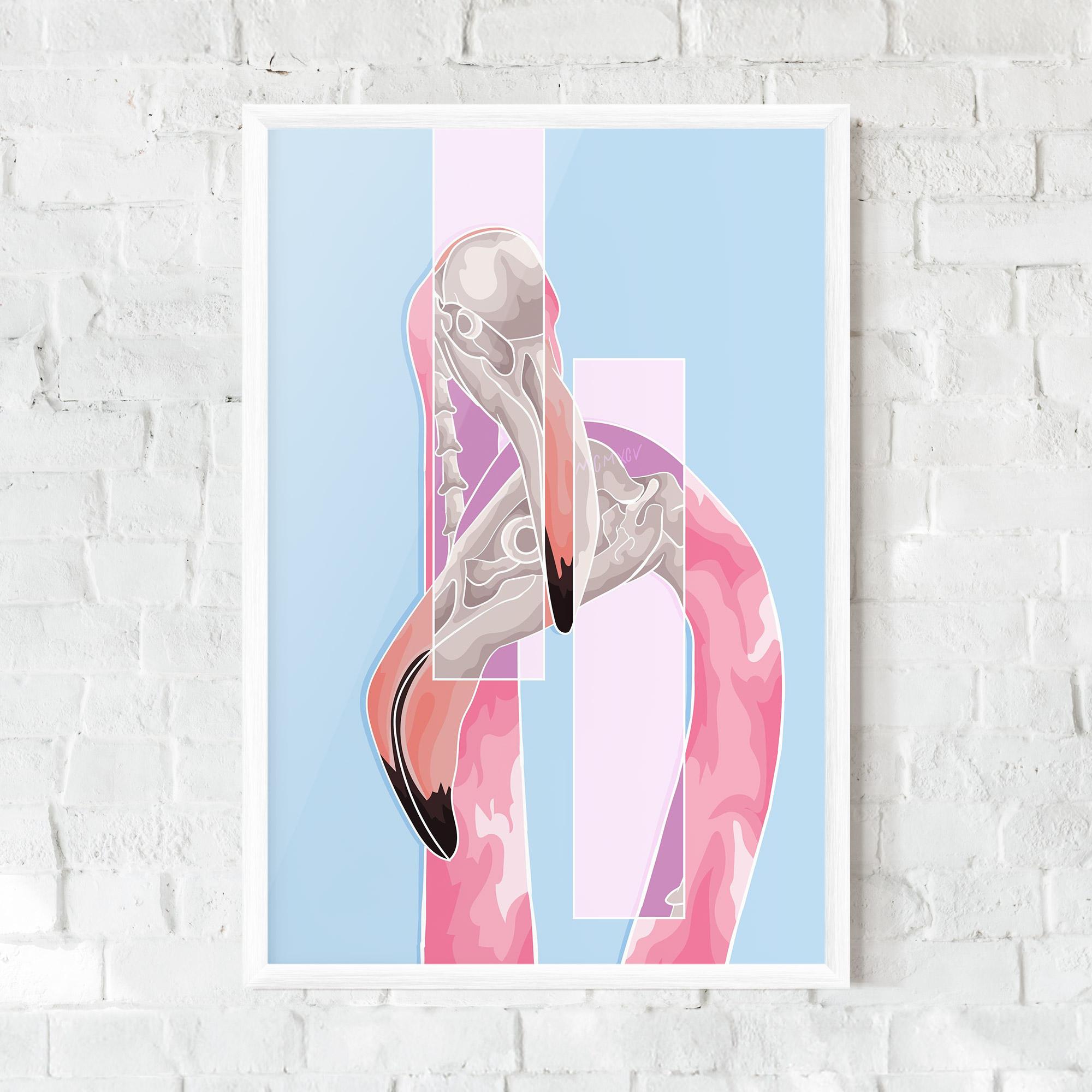 Gerahmte Poster Pink Skull Flamingo mockup 0