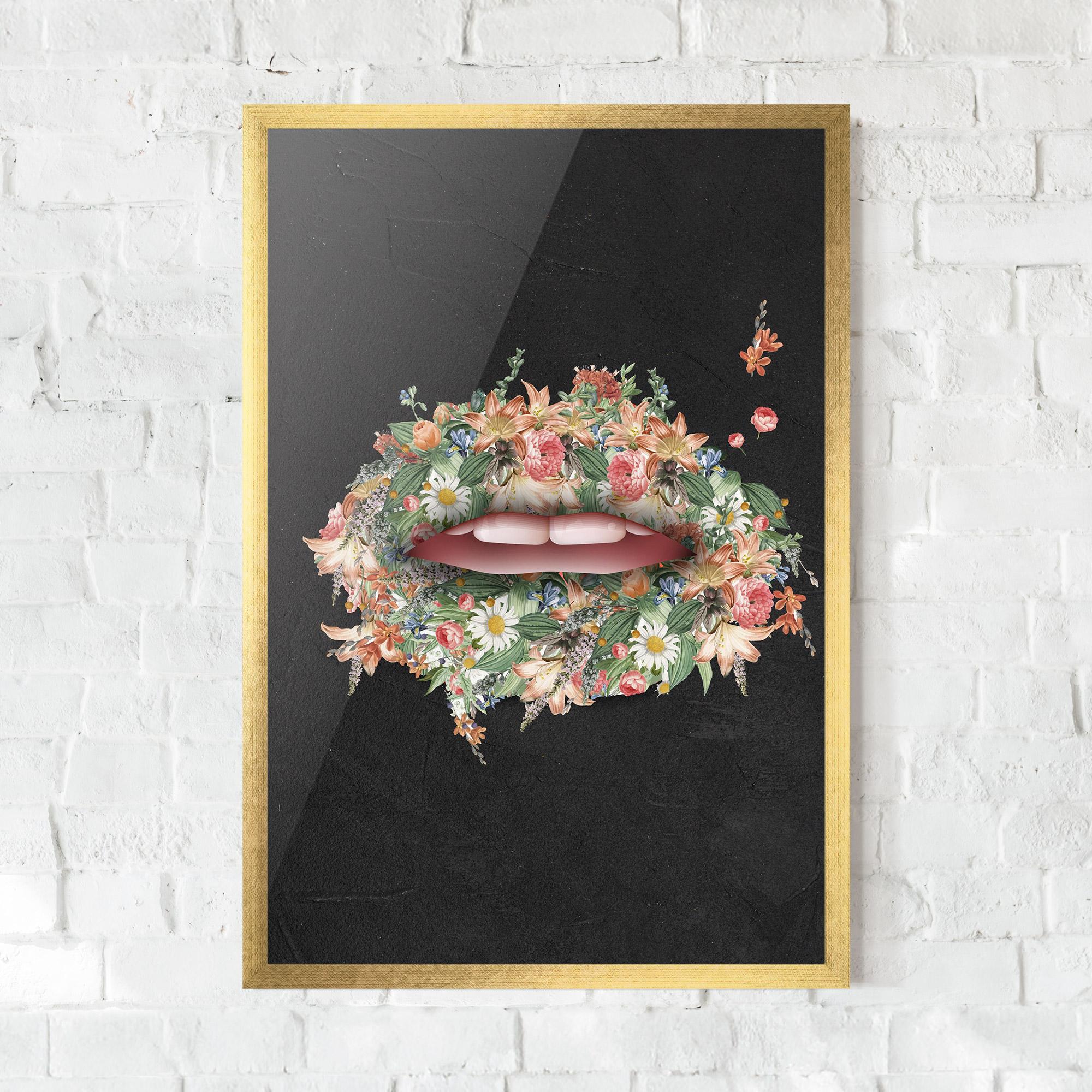 Gerahmte Poster Flowers Lips mockup 0
