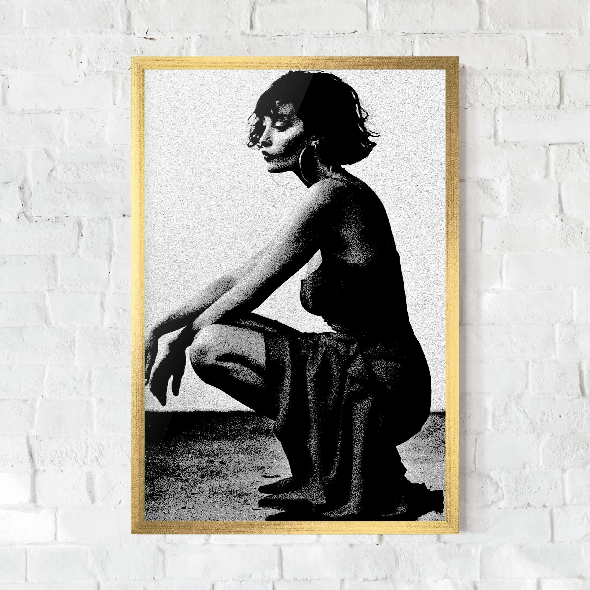 Gerahmte Poster Grey Long Dress mockup 0