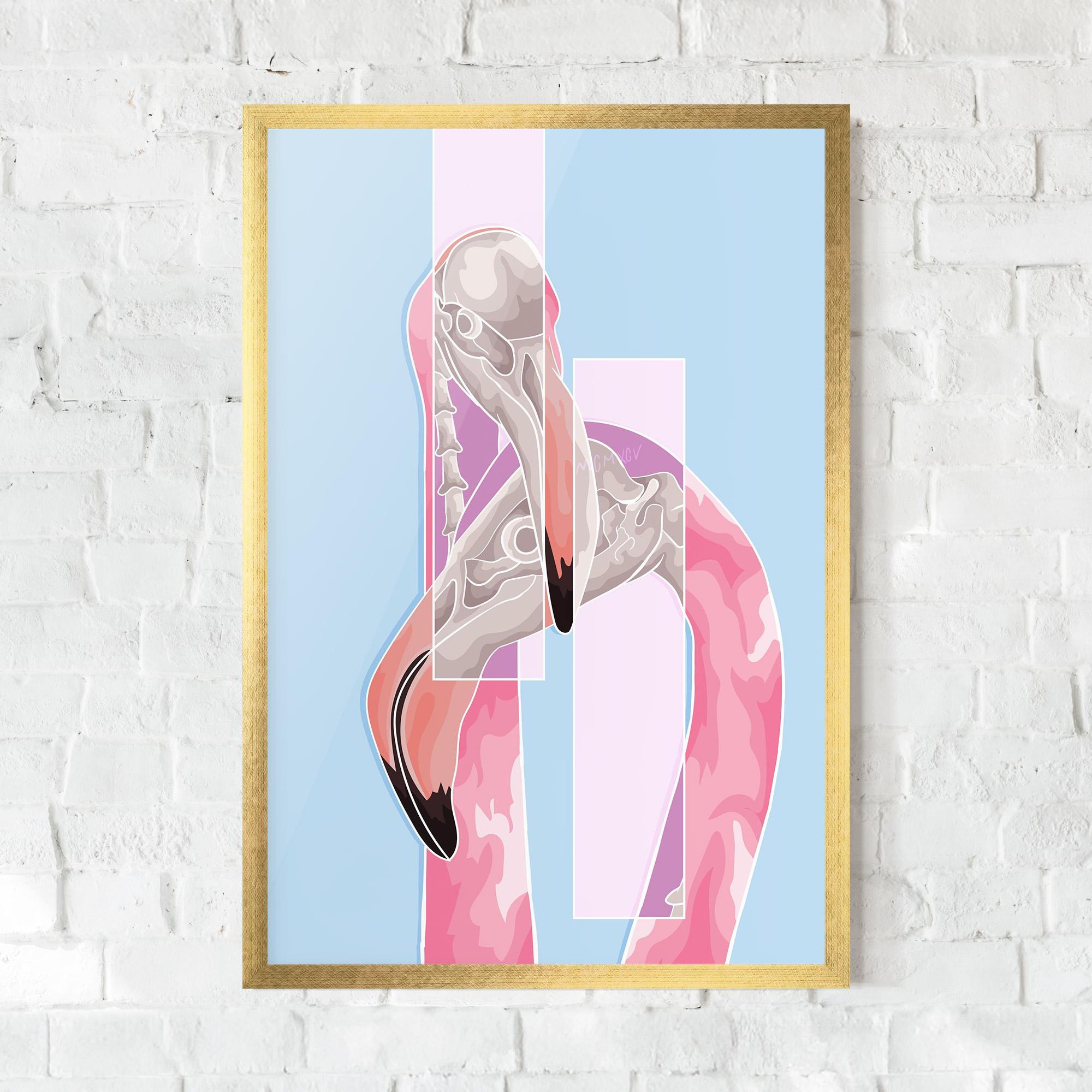 Gerahmte Poster Pink Skull Flamingo mockup 0