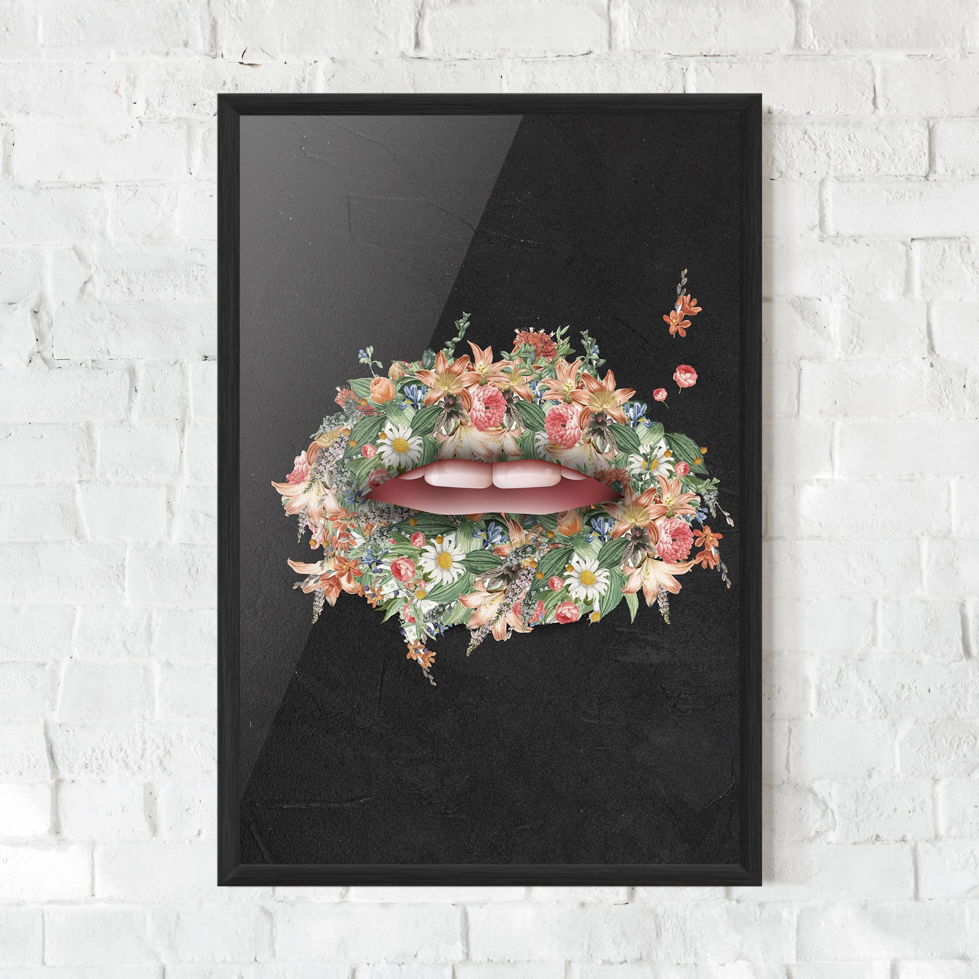 Gerahmte Poster Flowers Lips mockup 0