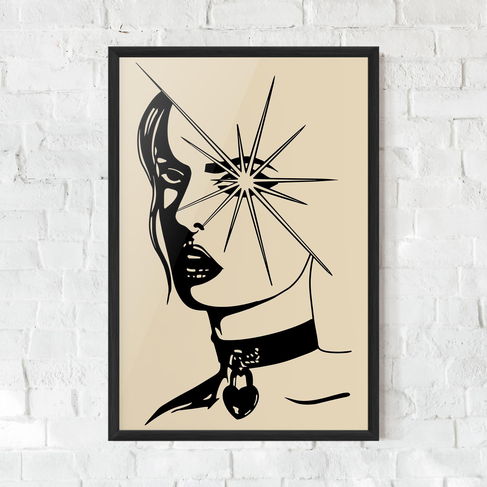 Gerahmte Poster Woman Vision Star mockup 0