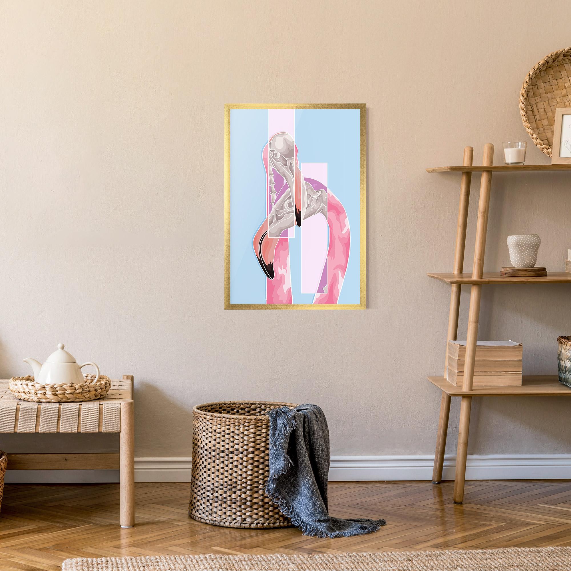 Gerahmte Poster Pink Skull Flamingo mockup 9
