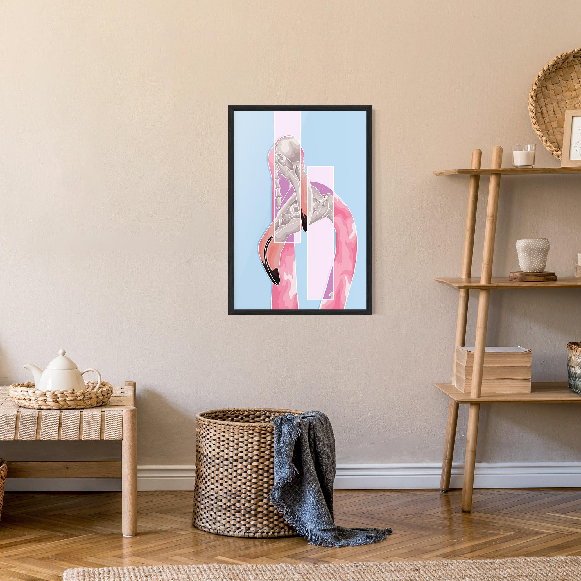 Gerahmte Poster Pink Skull Flamingo mockup 9