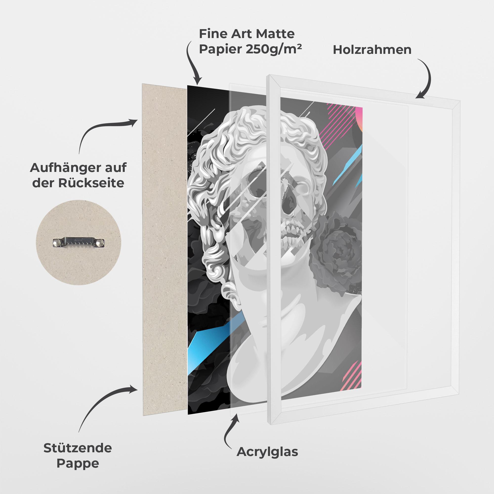 Gerahmte Poster Black Rose Statue mockup 1