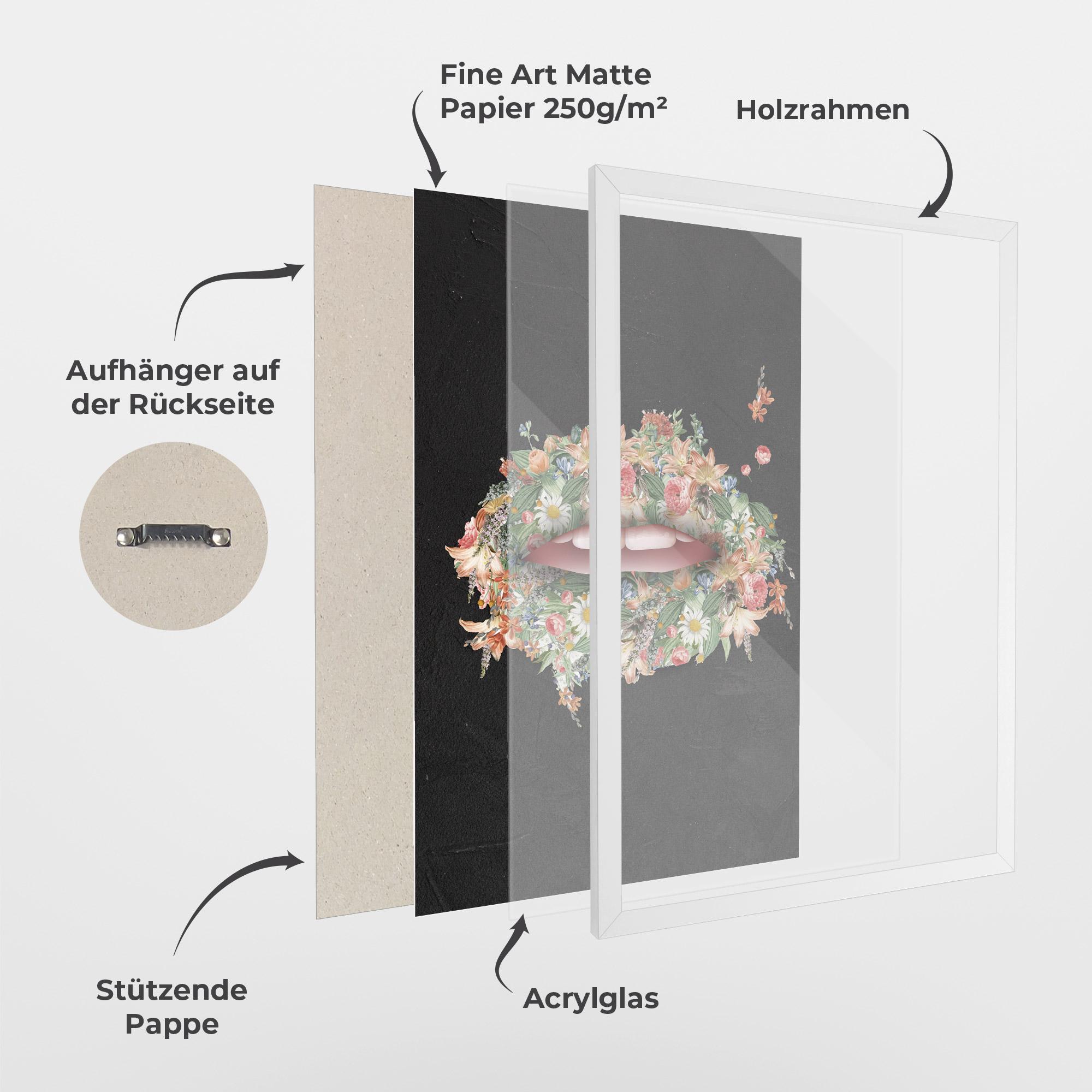 Gerahmte Poster Flowers Lips mockup 1