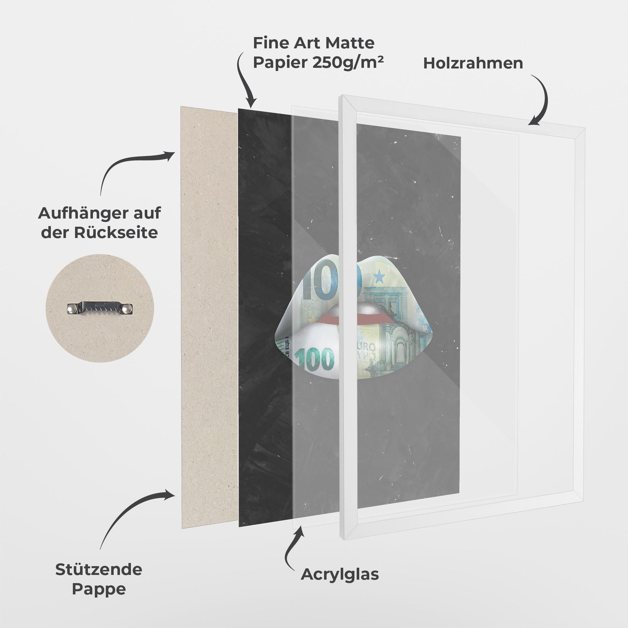 Gerahmte Poster Money On The Women mockup 1