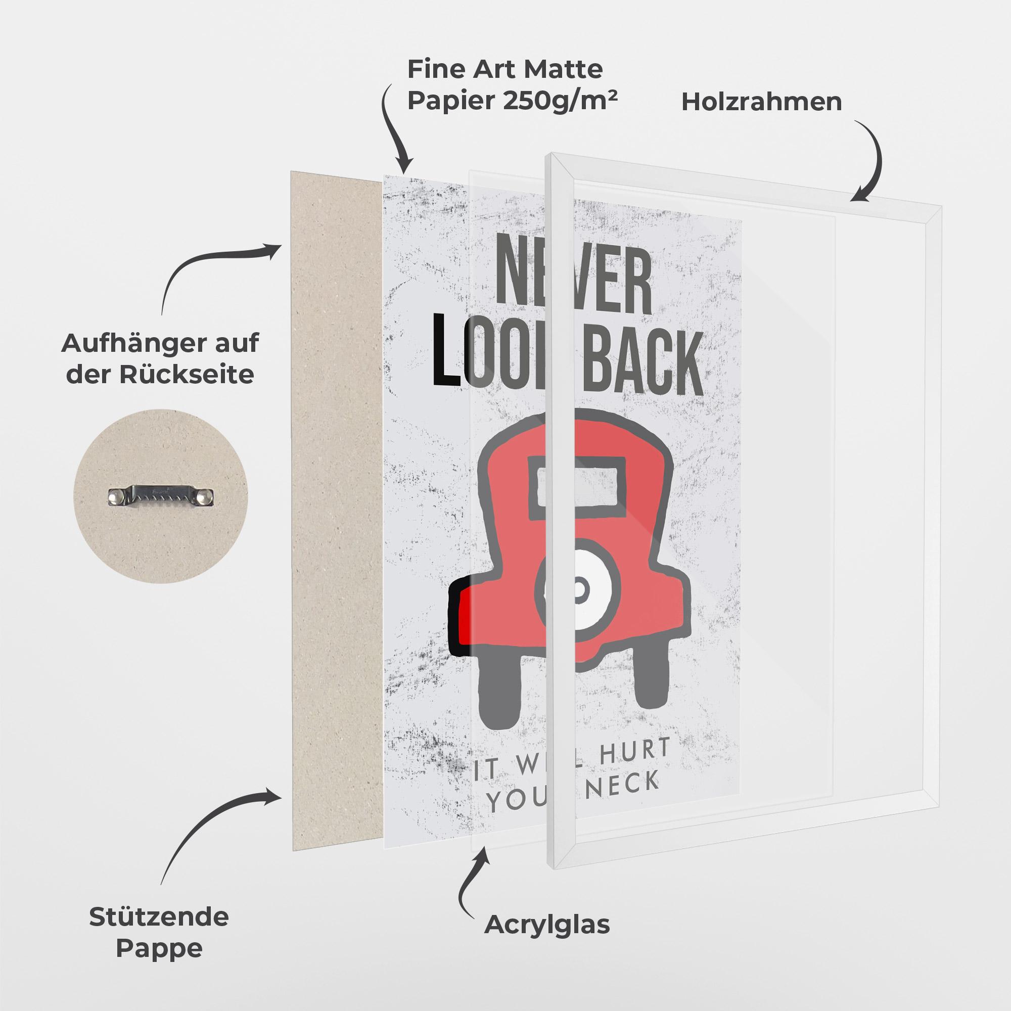 Gerahmte Poster Never Look Back mockup 1