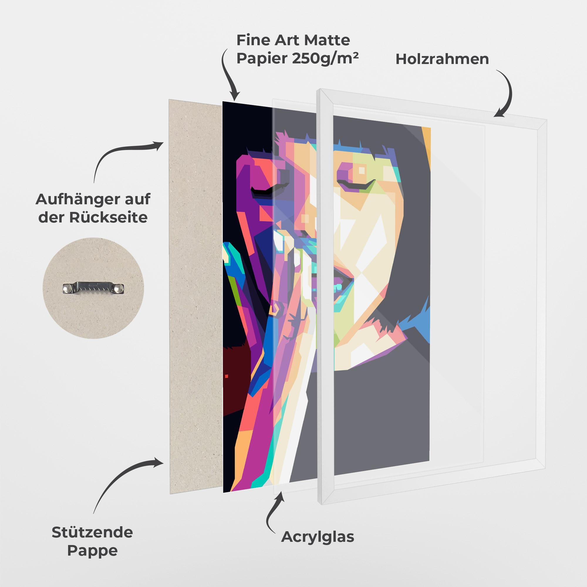 Gerahmte Poster Polygonal Pretty Girl mockup 1