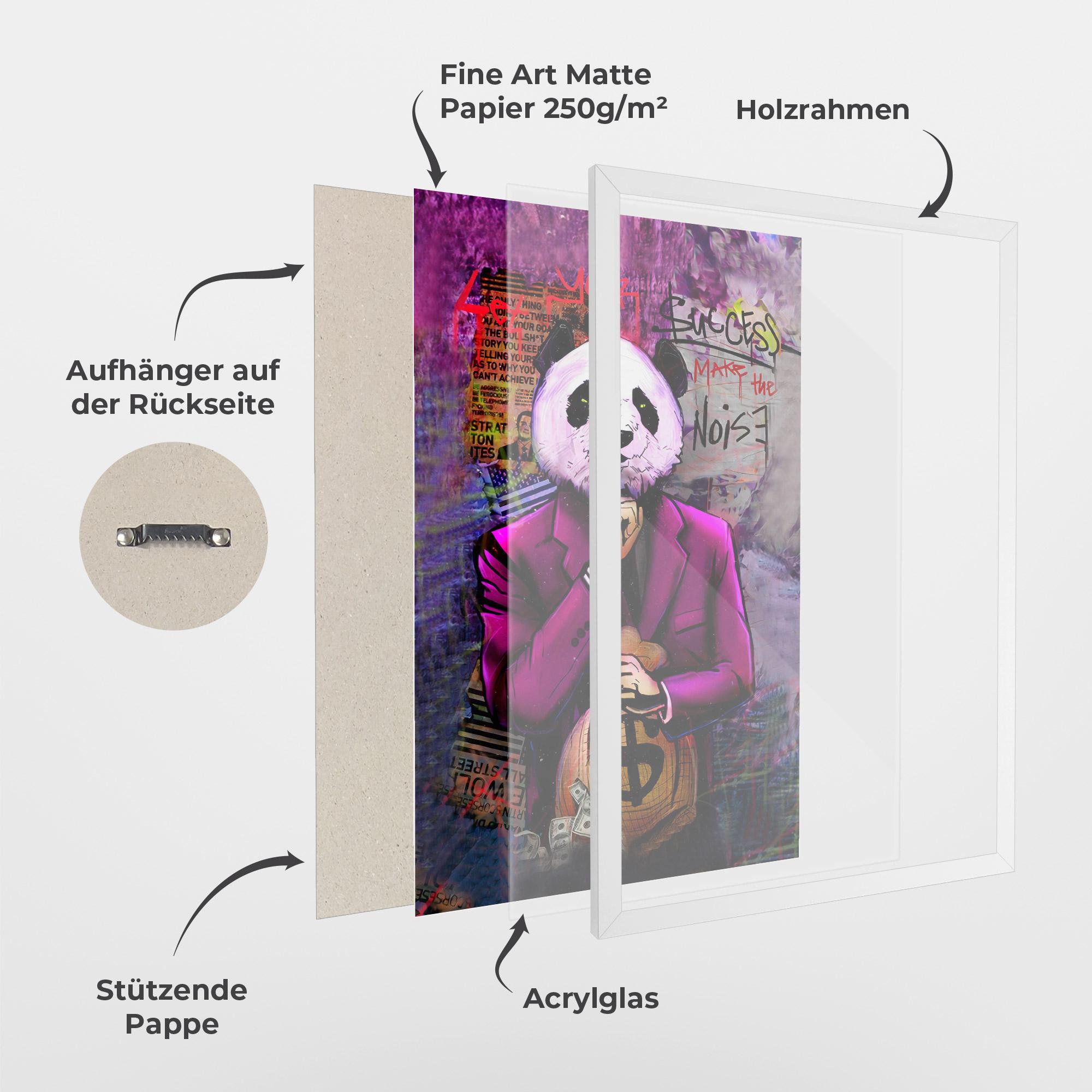 Gerahmte Poster Silence Panda mockup 1