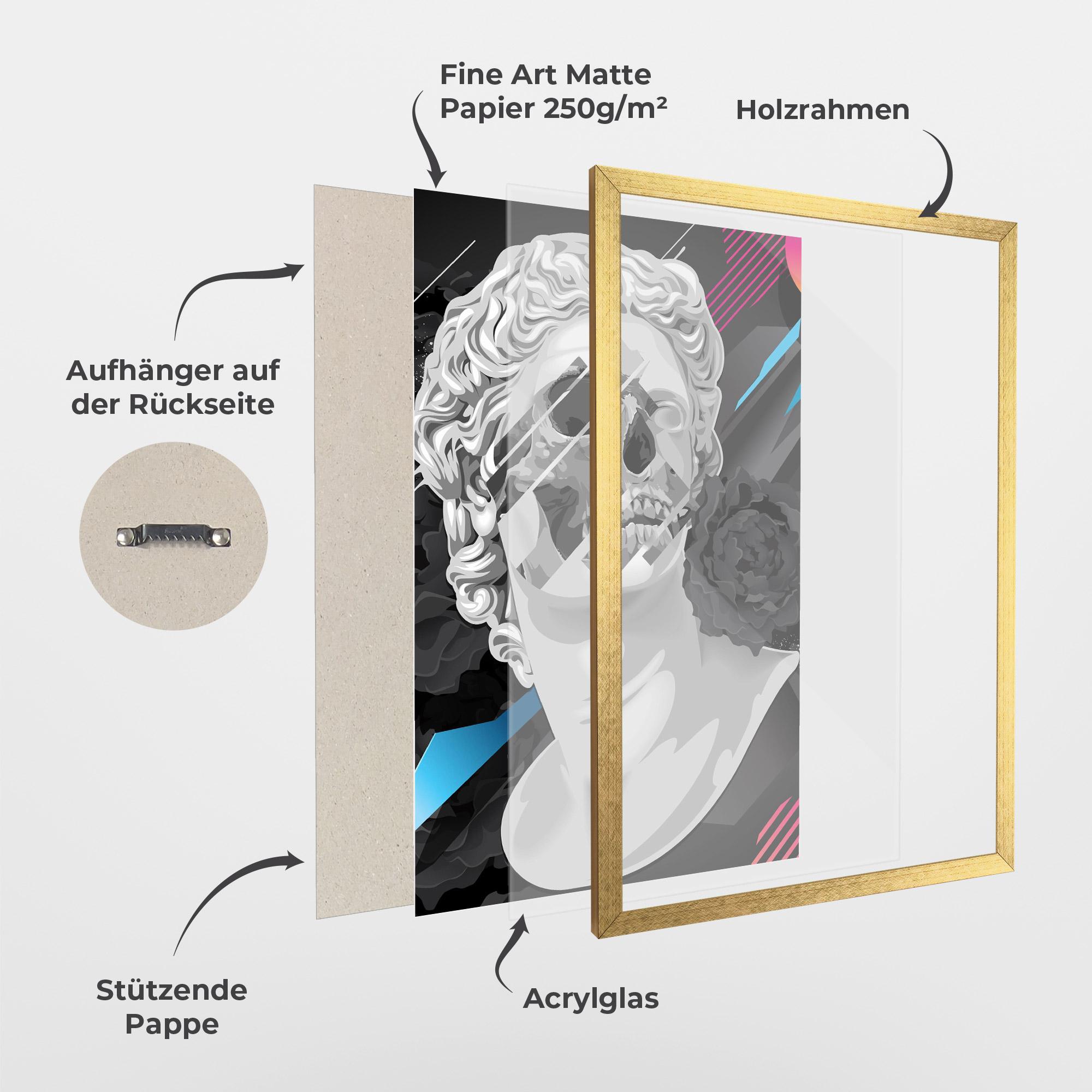 Gerahmte Poster Black Rose Statue mockup 1