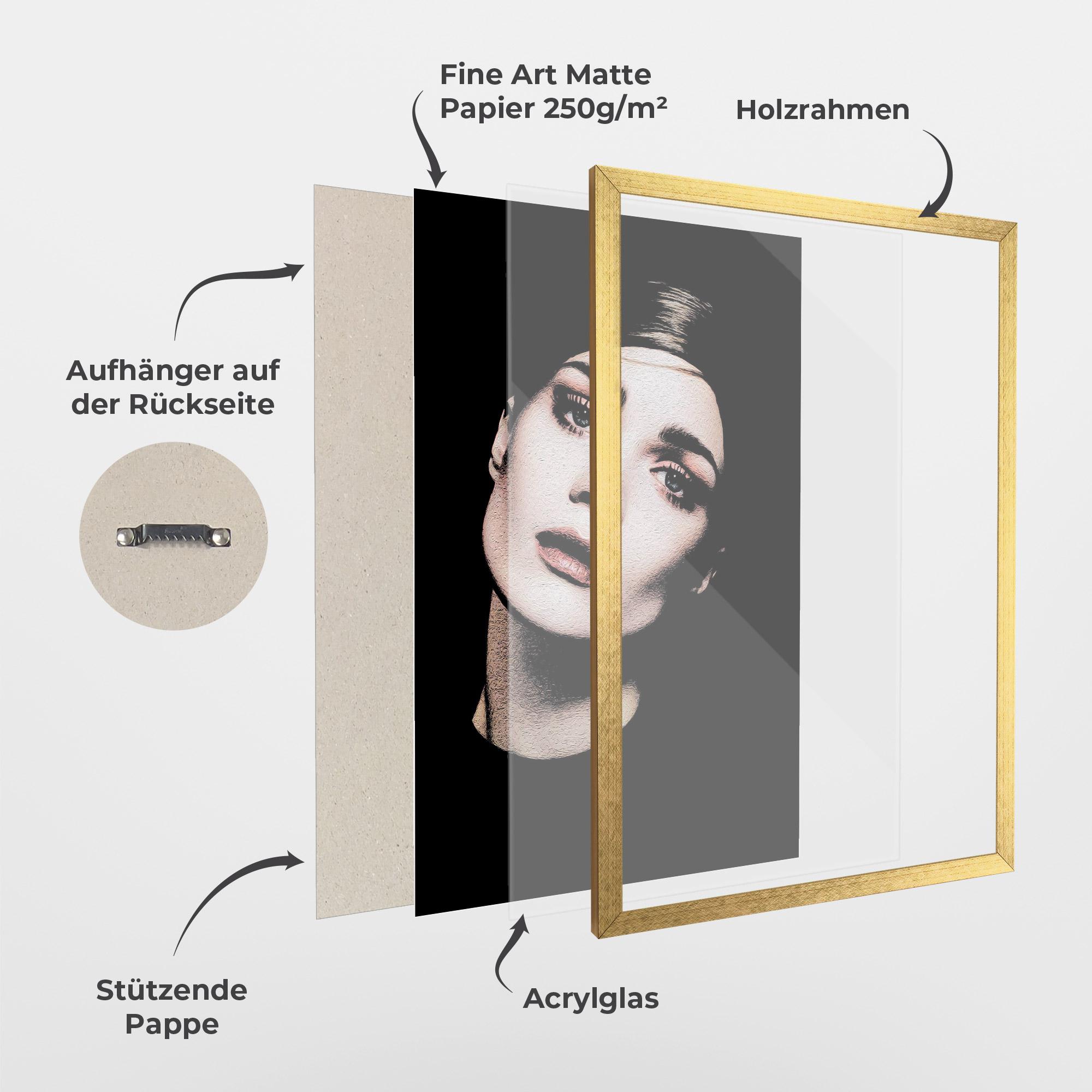 Gerahmte Poster Blue Eyes Lady mockup 1