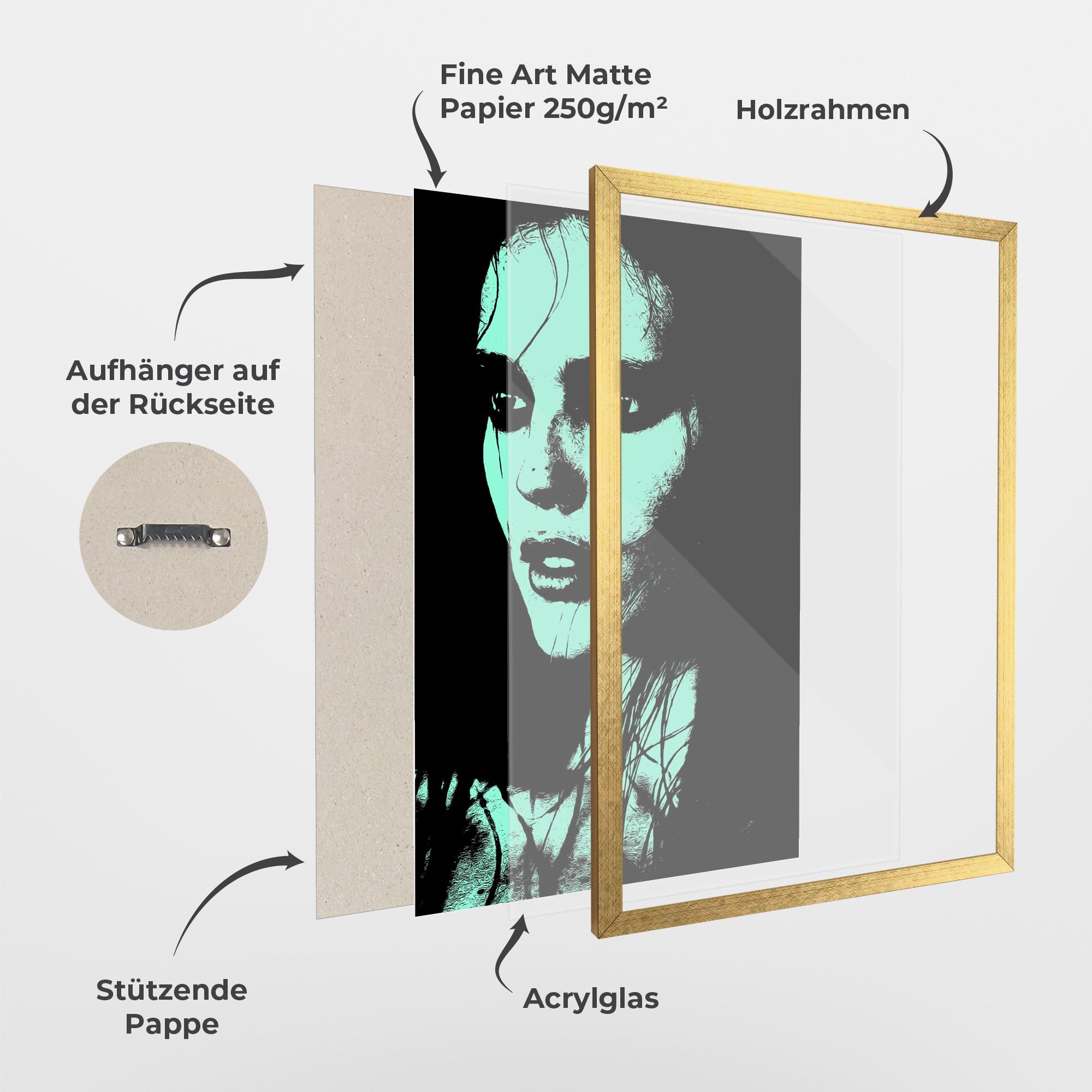 Gerahmte Poster Green Light Girl mockup 1