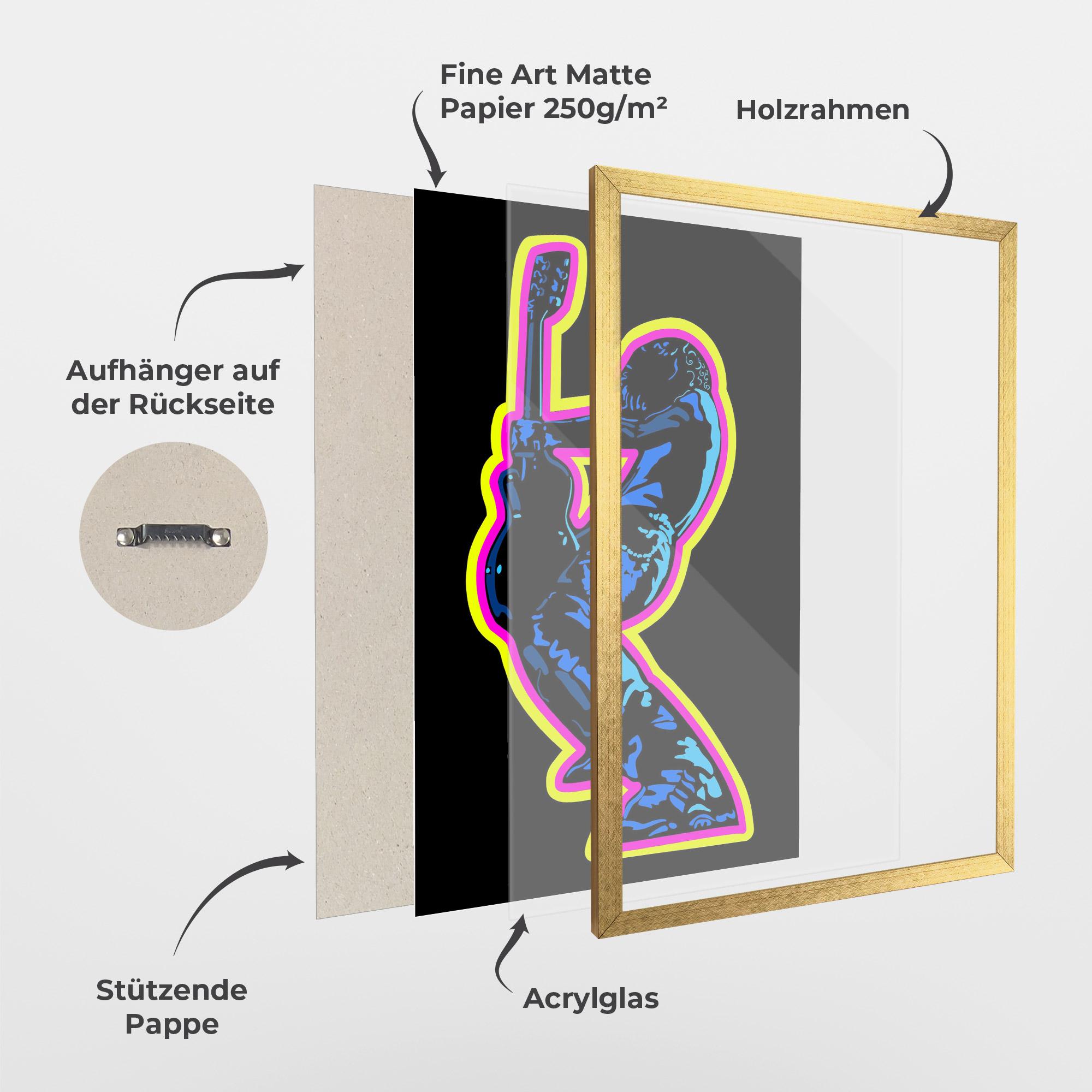 Gerahmte Poster Guitarist Art mockup 1