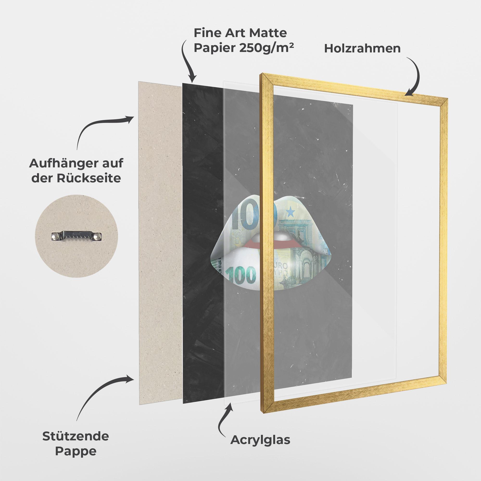 Gerahmte Poster Money On The Women mockup 1