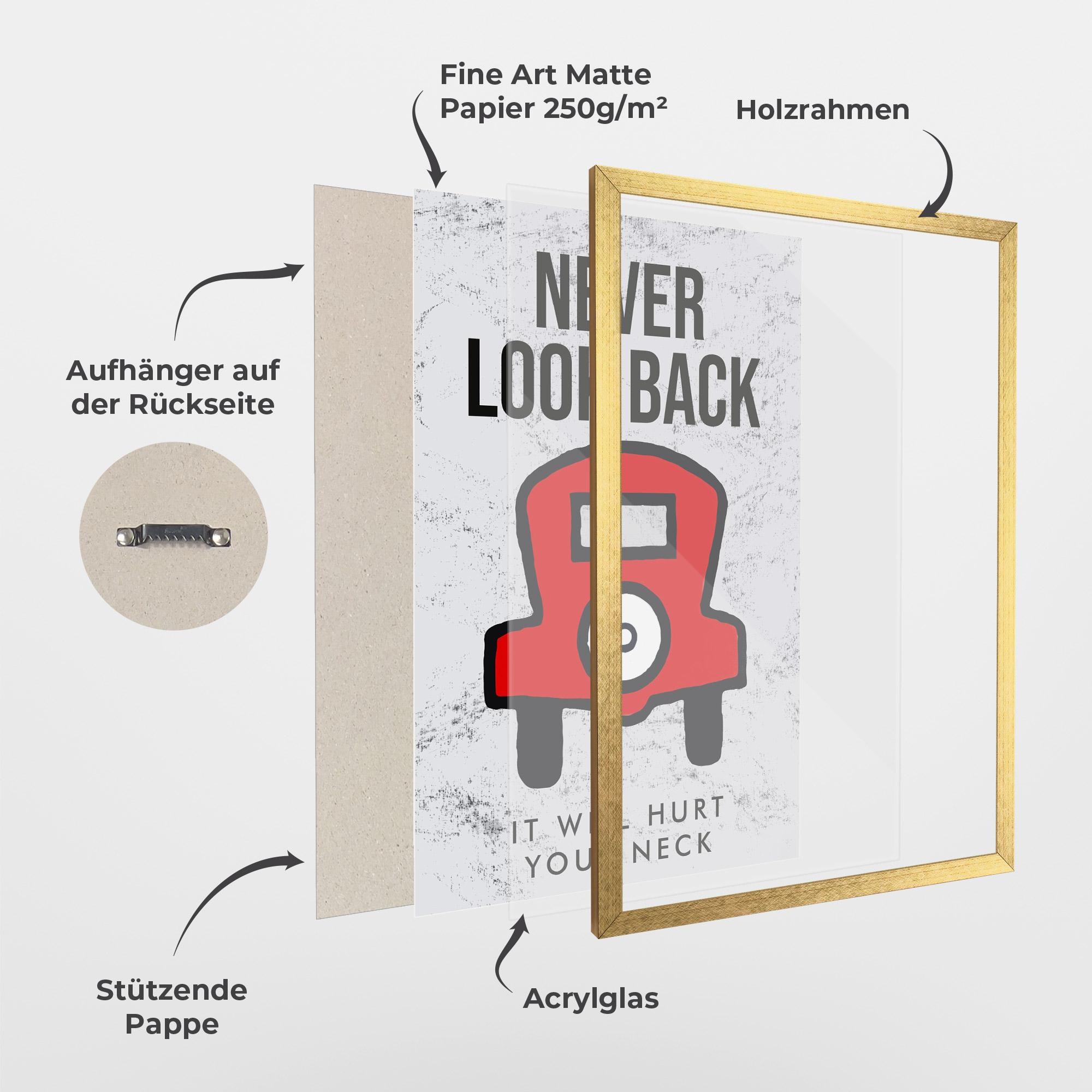 Gerahmte Poster Never Look Back mockup 1