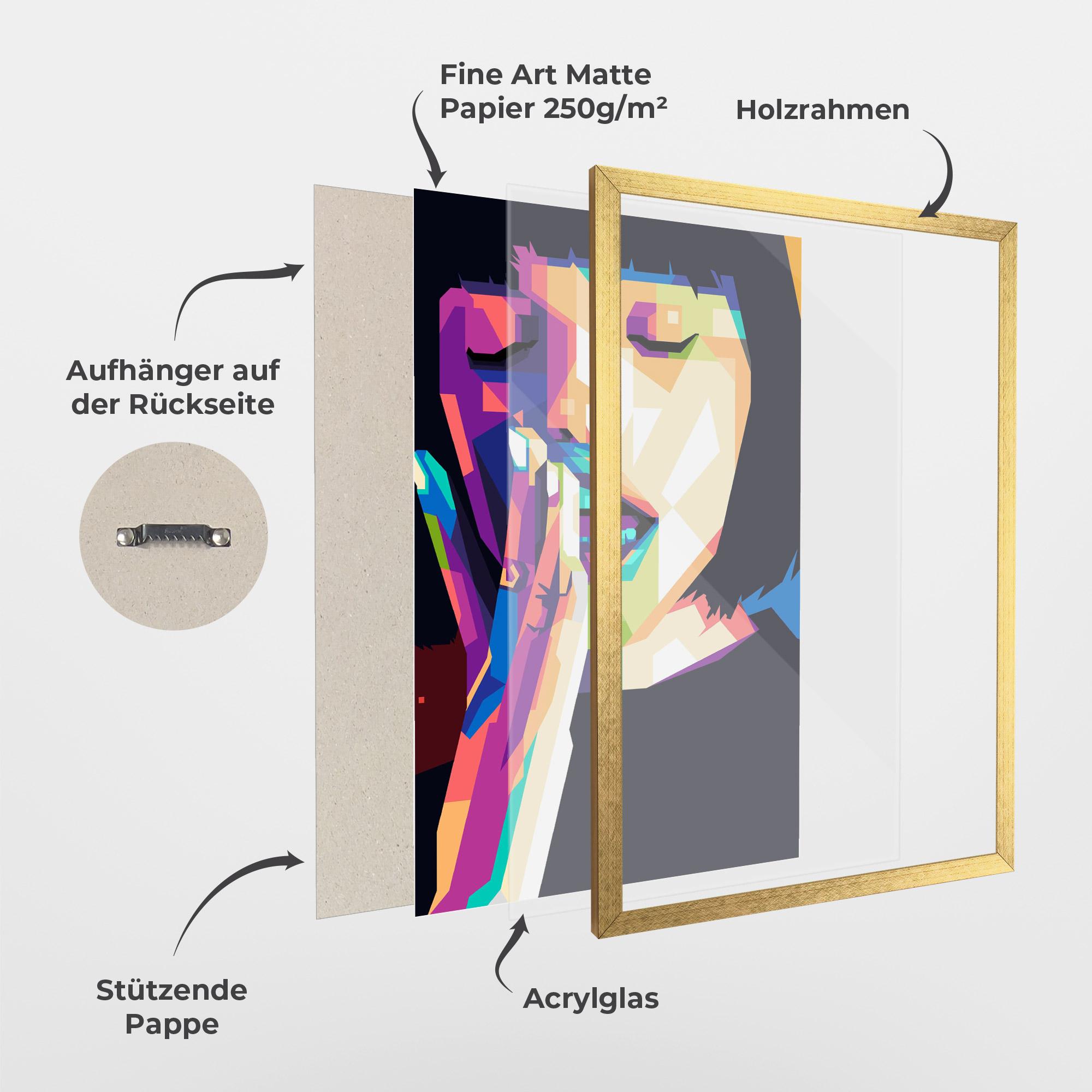 Gerahmte Poster Polygonal Pretty Girl mockup 1