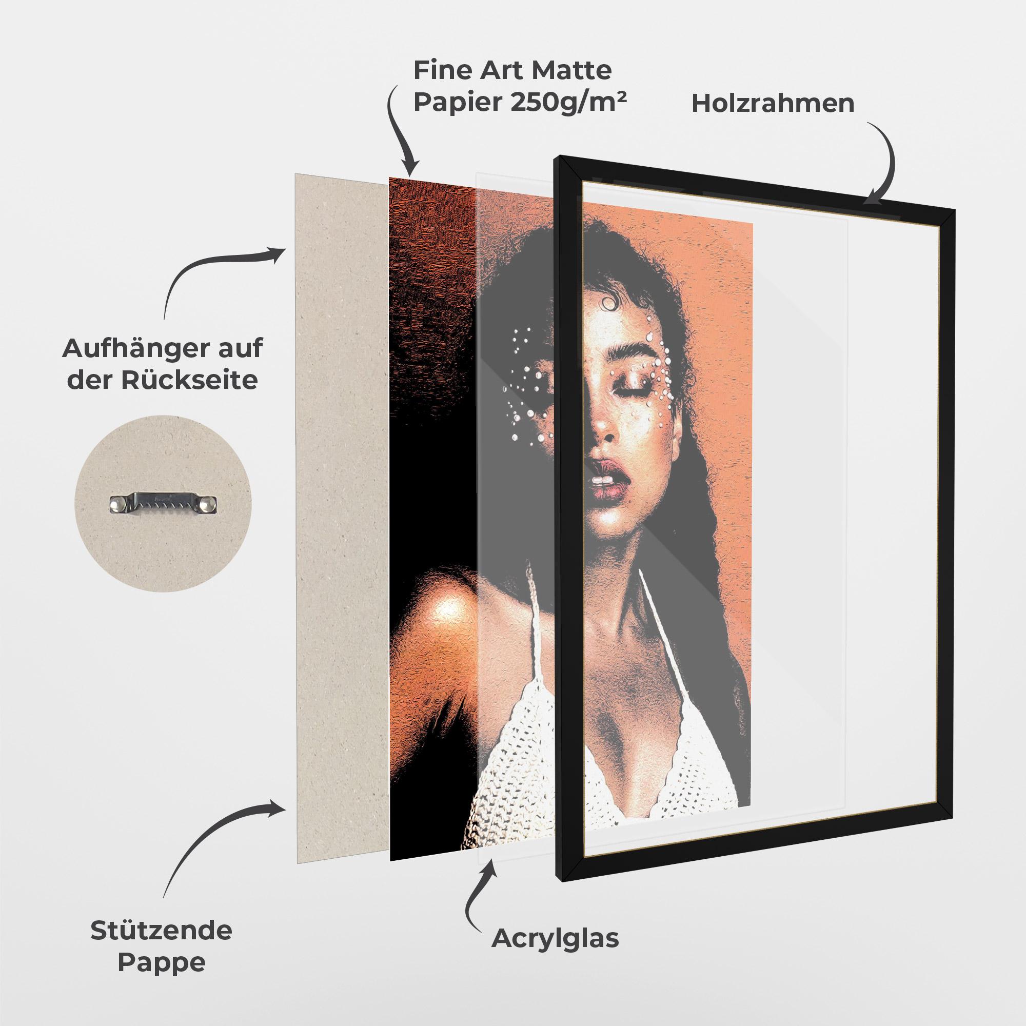 Gerahmte Poster Black Pearls Lady mockup 1