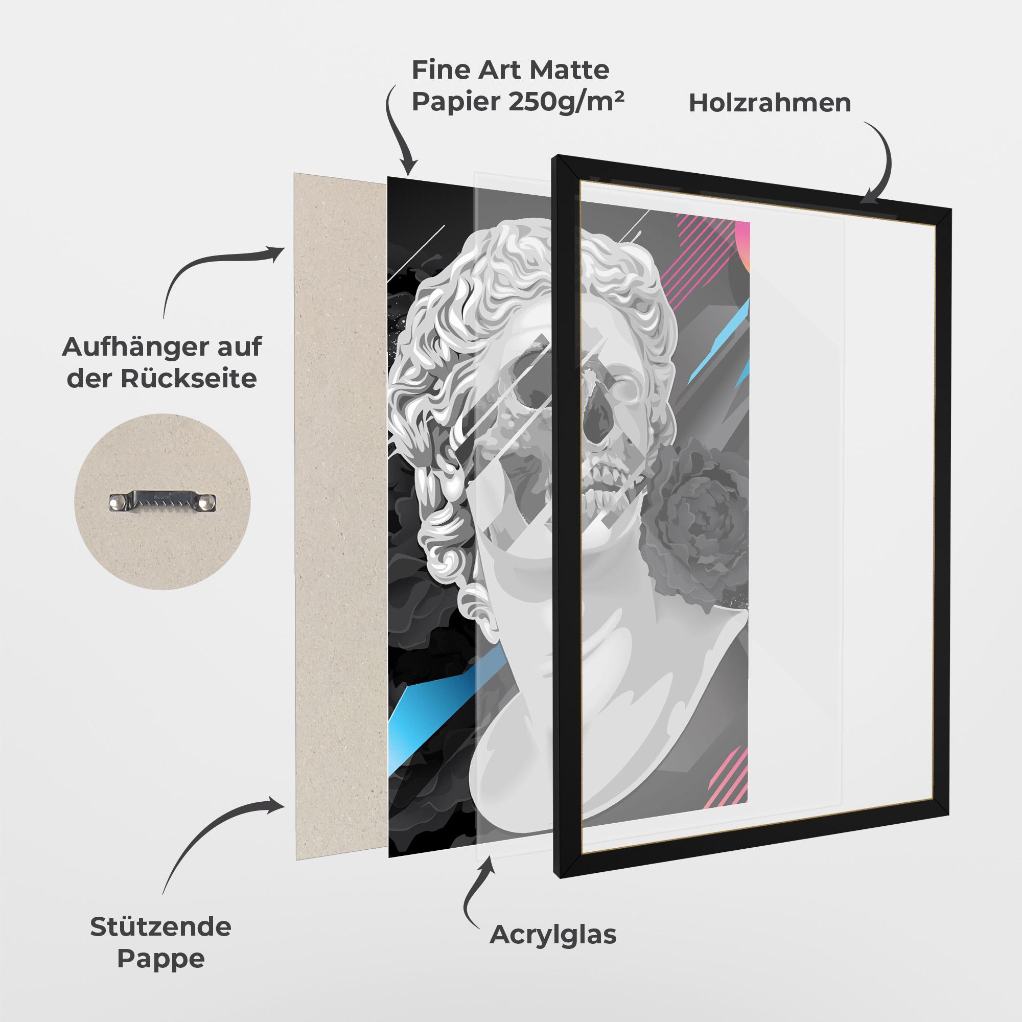 Gerahmte Poster Black Rose Statue mockup 1