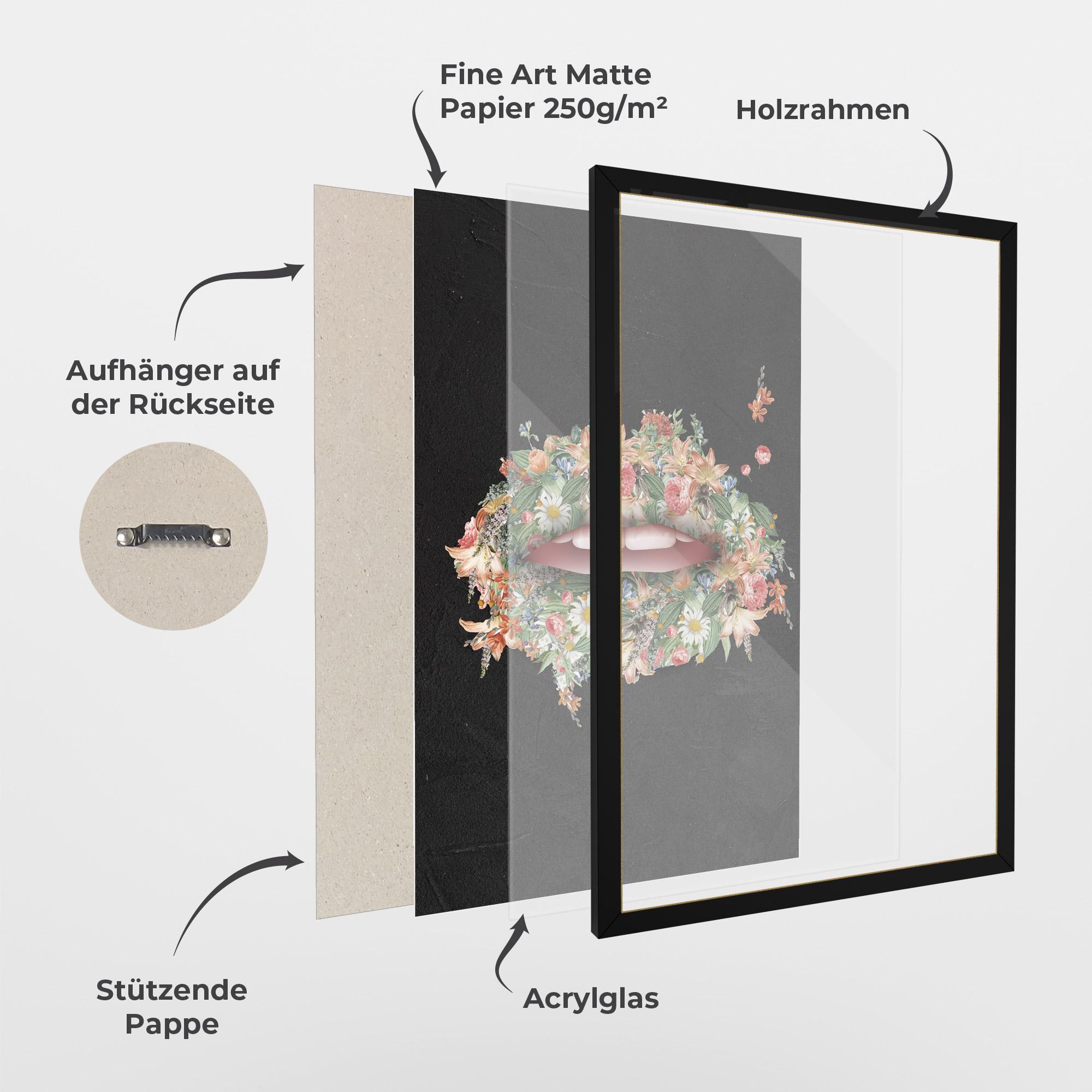 Gerahmte Poster Flowers Lips mockup 1