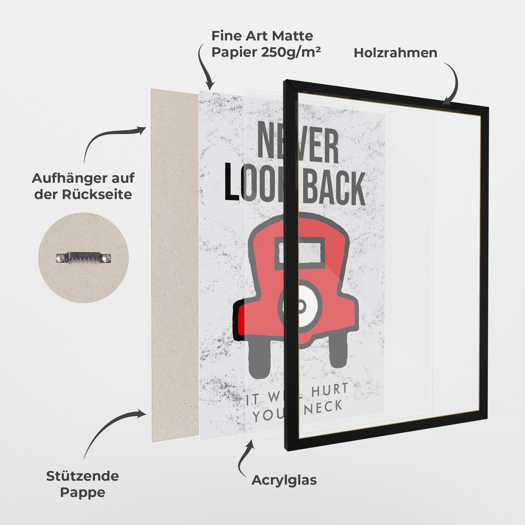 Gerahmte Poster Never Look Back mockup 1