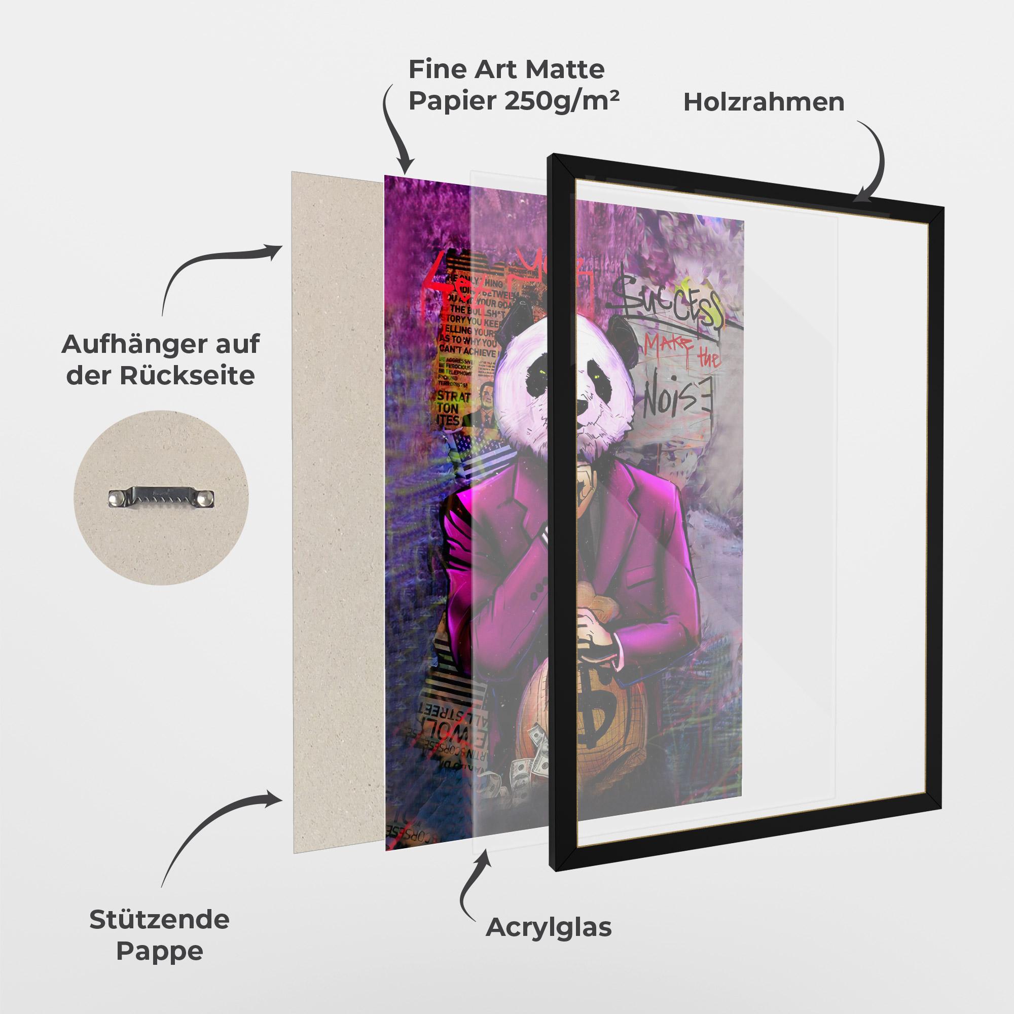 Gerahmte Poster Silence Panda mockup 1