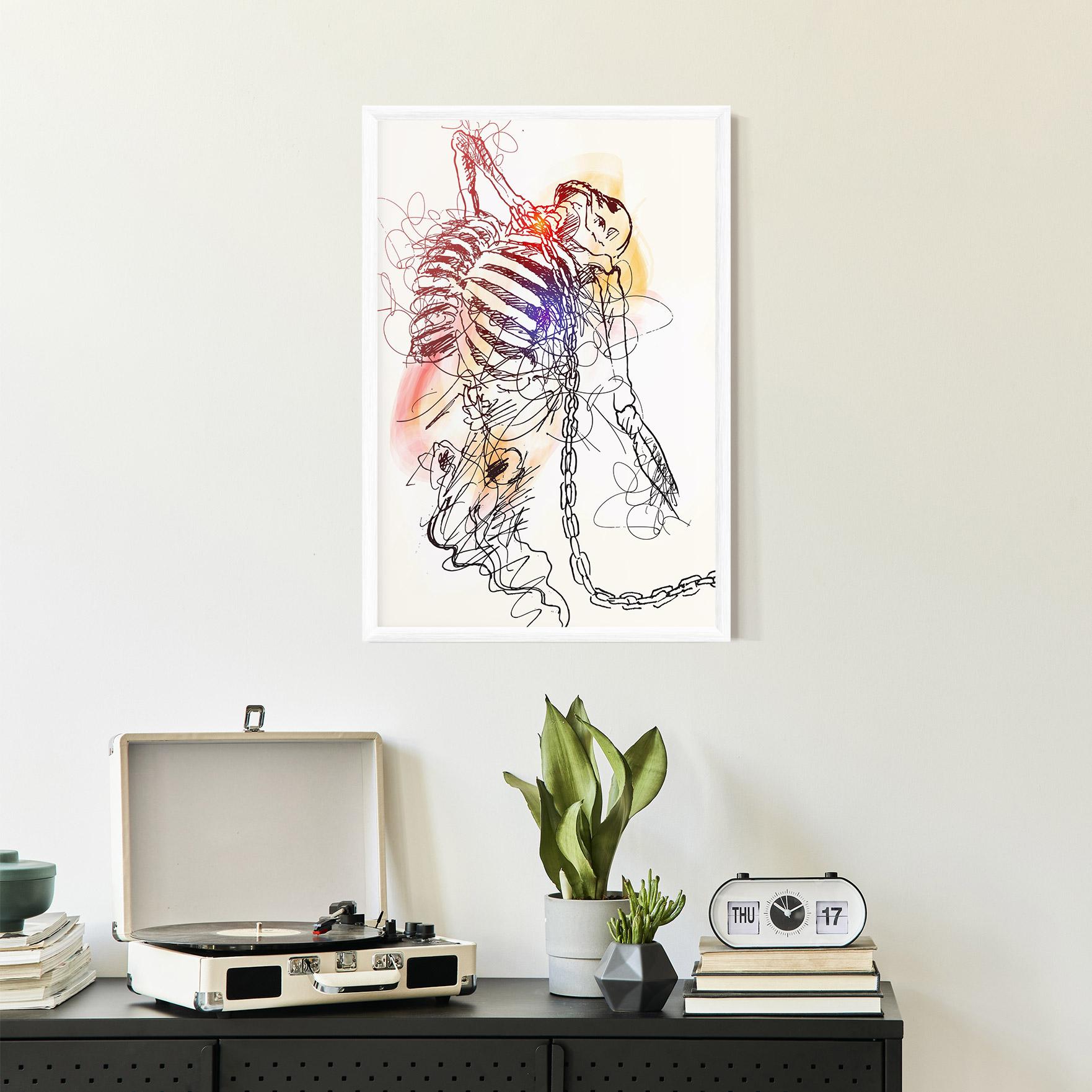 Gerahmte Poster Chain Skeleton mockup 2