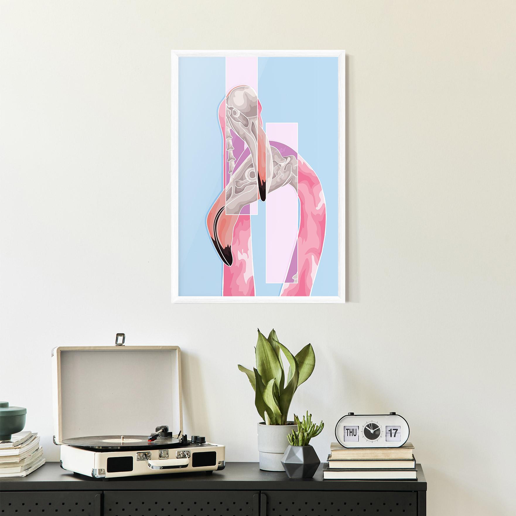 Gerahmte Poster Pink Skull Flamingo mockup 2