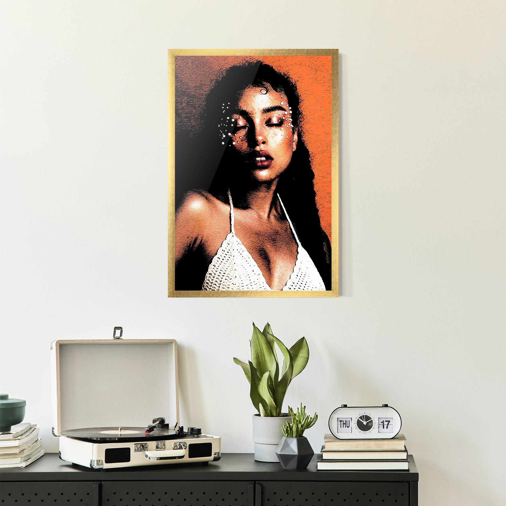 Gerahmte Poster Black Pearls Lady mockup 2