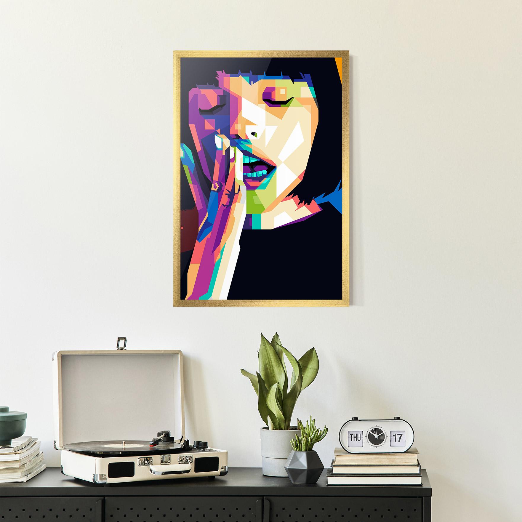 Gerahmte Poster Polygonal Pretty Girl mockup 2