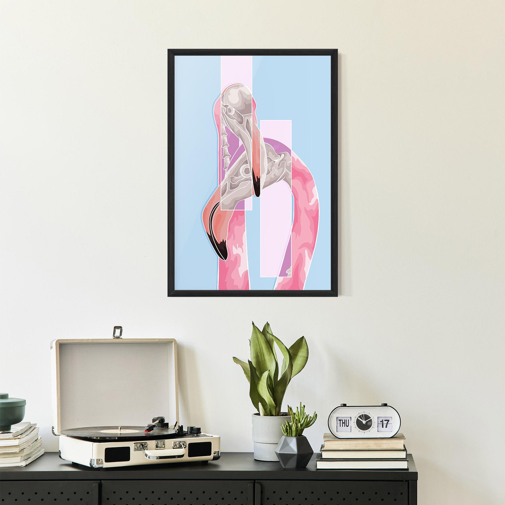 Gerahmte Poster Pink Skull Flamingo mockup 2