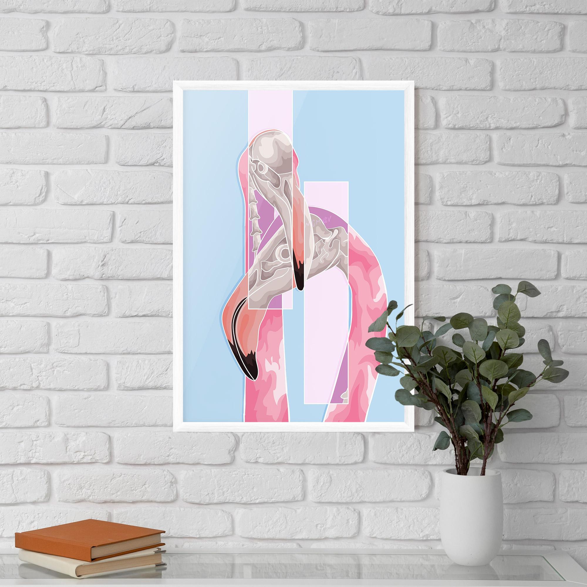 Gerahmte Poster Pink Skull Flamingo mockup 5