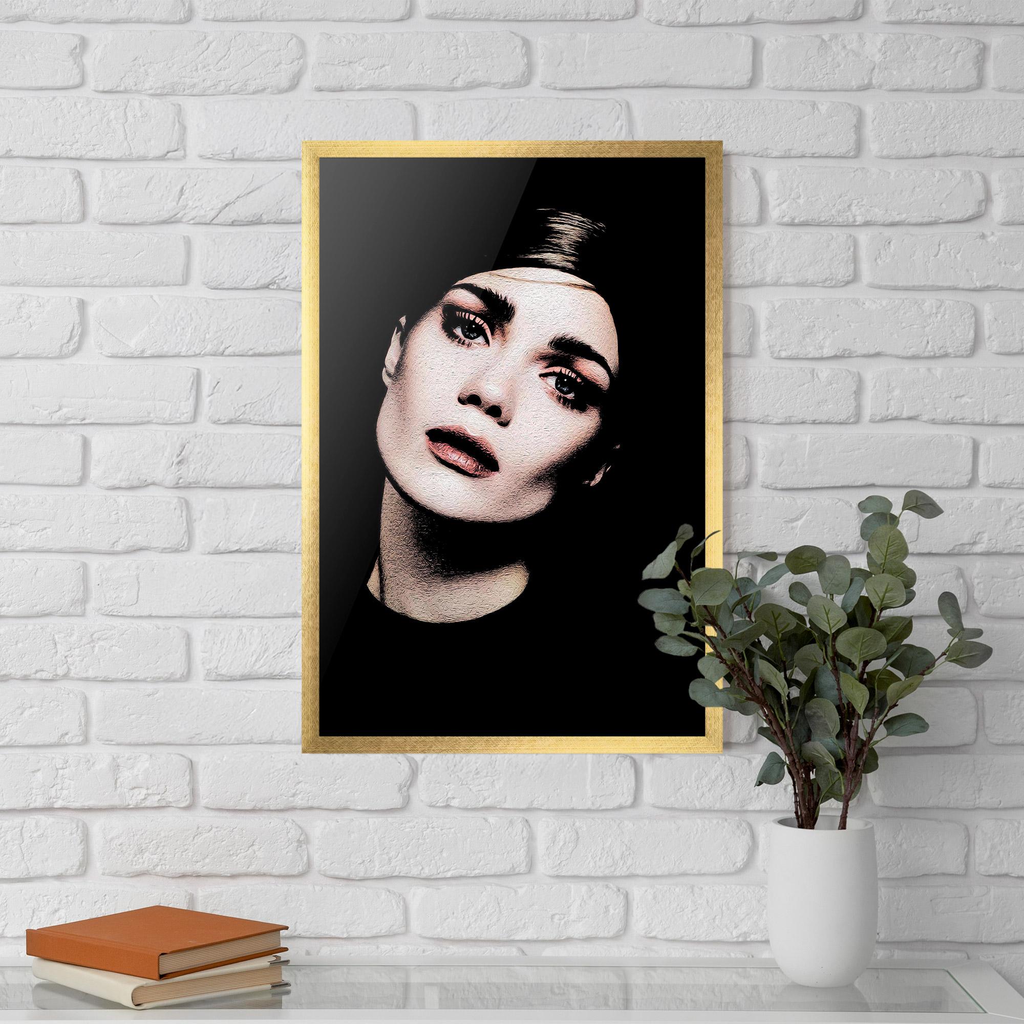 Gerahmte Poster Blue Eyes Lady mockup 5