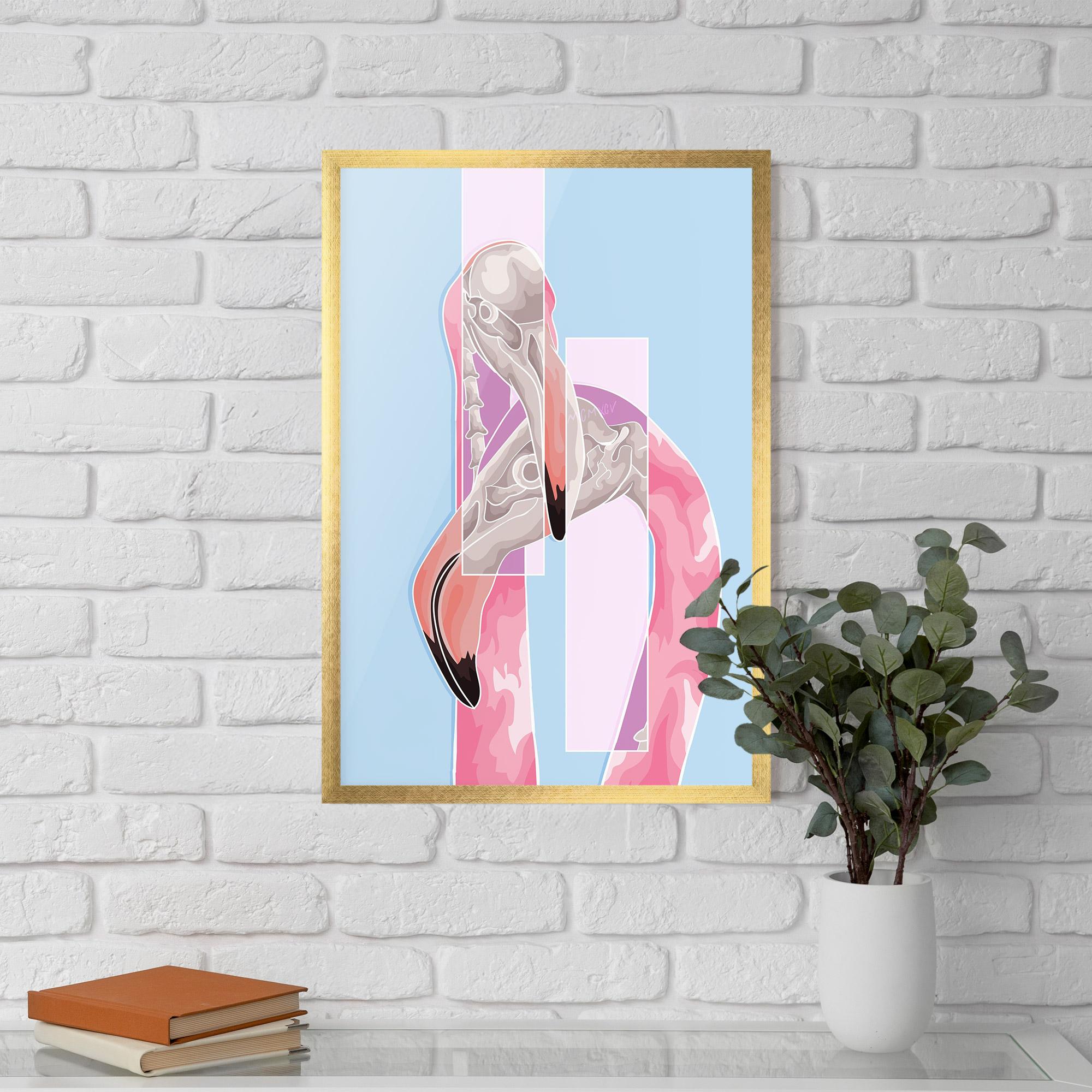 Gerahmte Poster Pink Skull Flamingo mockup 5