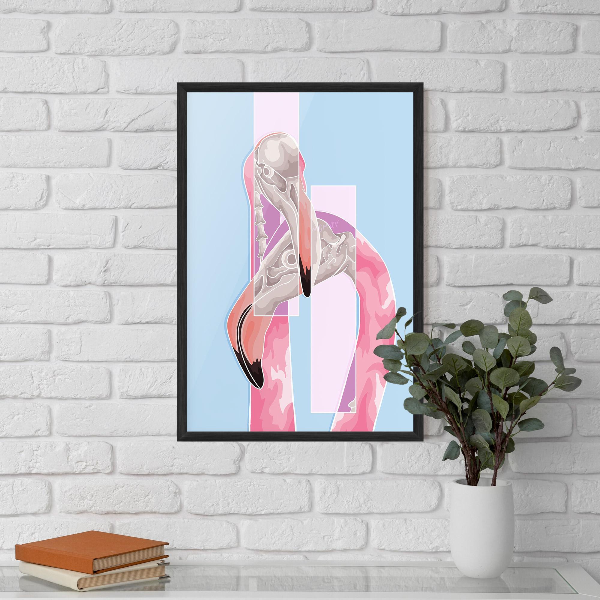 Gerahmte Poster Pink Skull Flamingo mockup 5