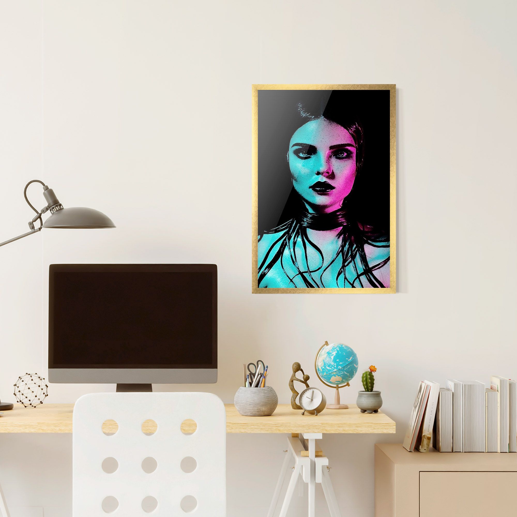 Pink Blue Light Girl mockup 6