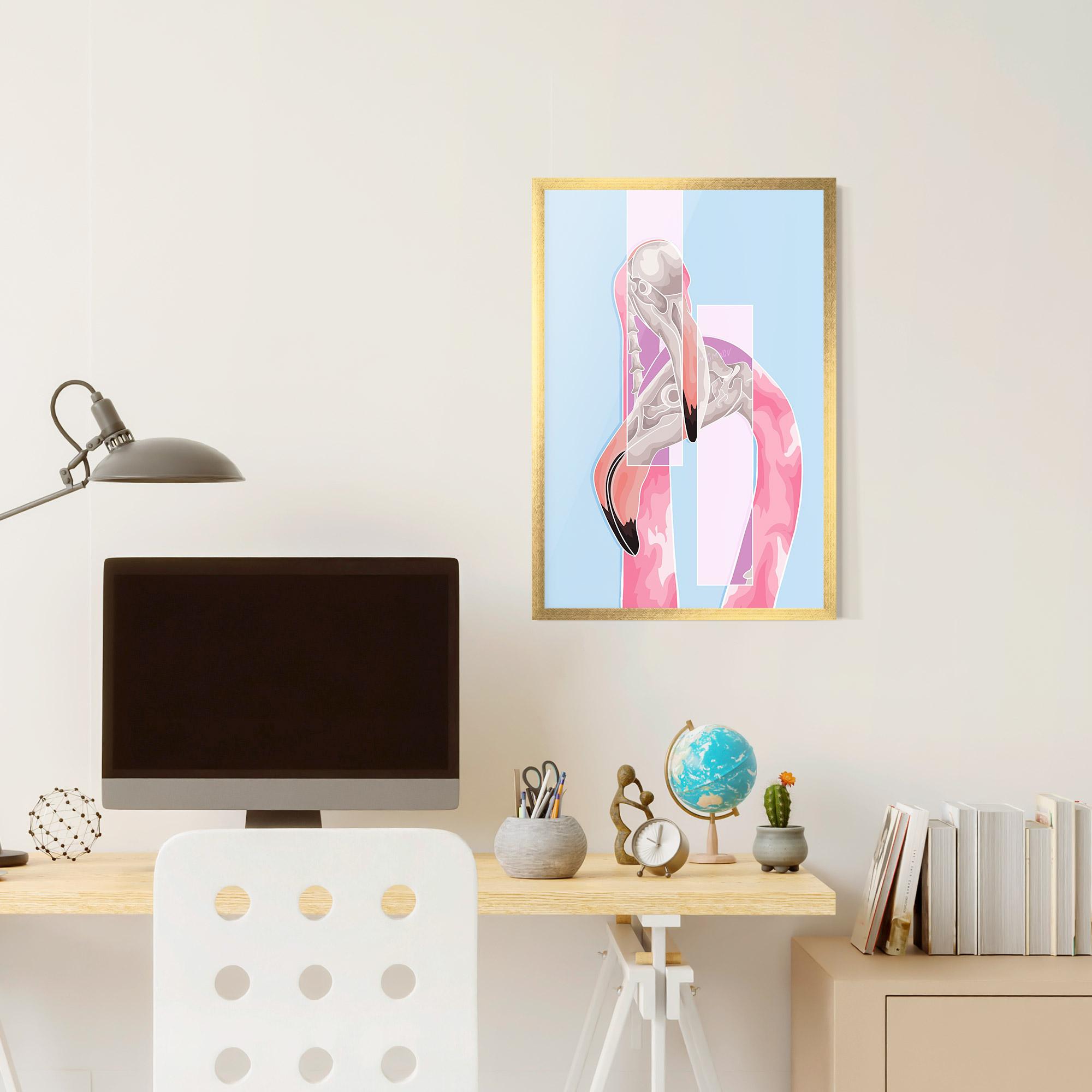 Gerahmte Poster Pink Skull Flamingo mockup 6